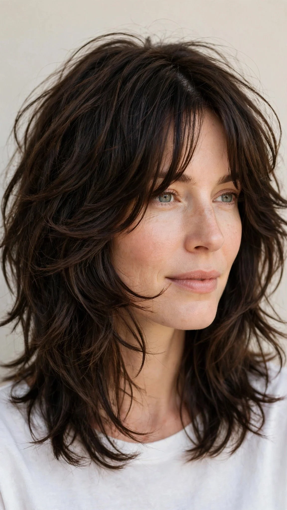 The Classic Mid-Length Shag with Curtain Bangs