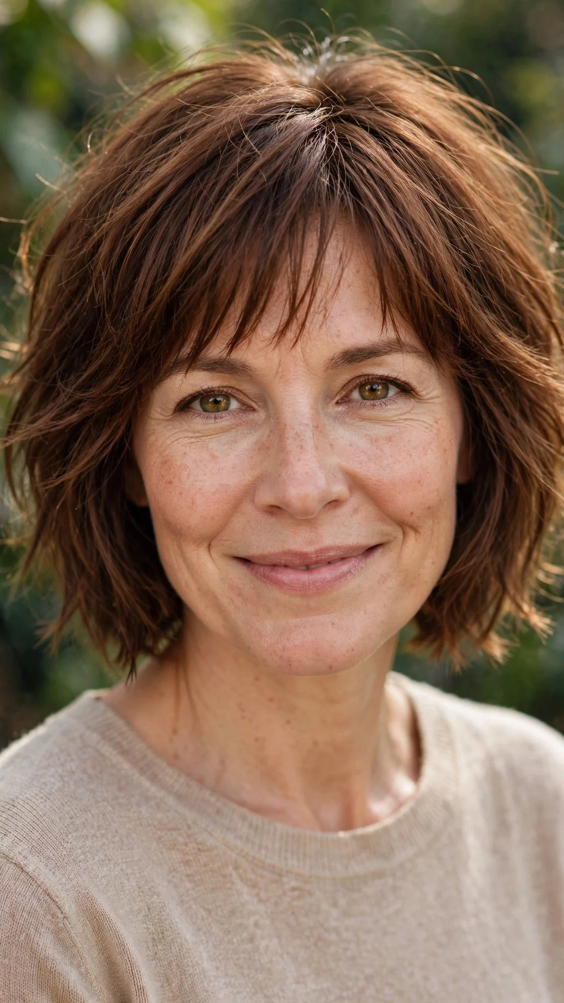 Chin-Length Choppy Bob With Wispy Bangs