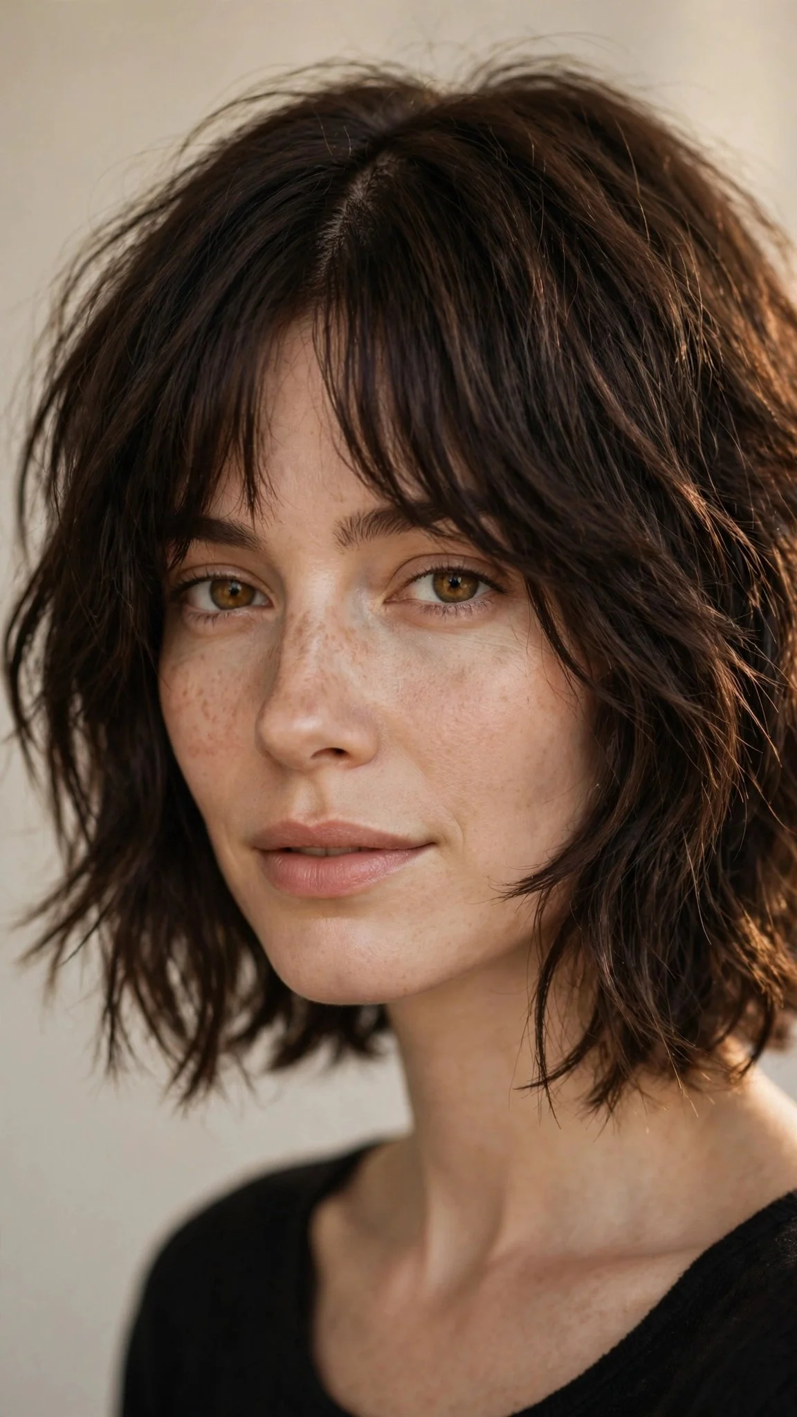 Curtain Bangs Shag Bob