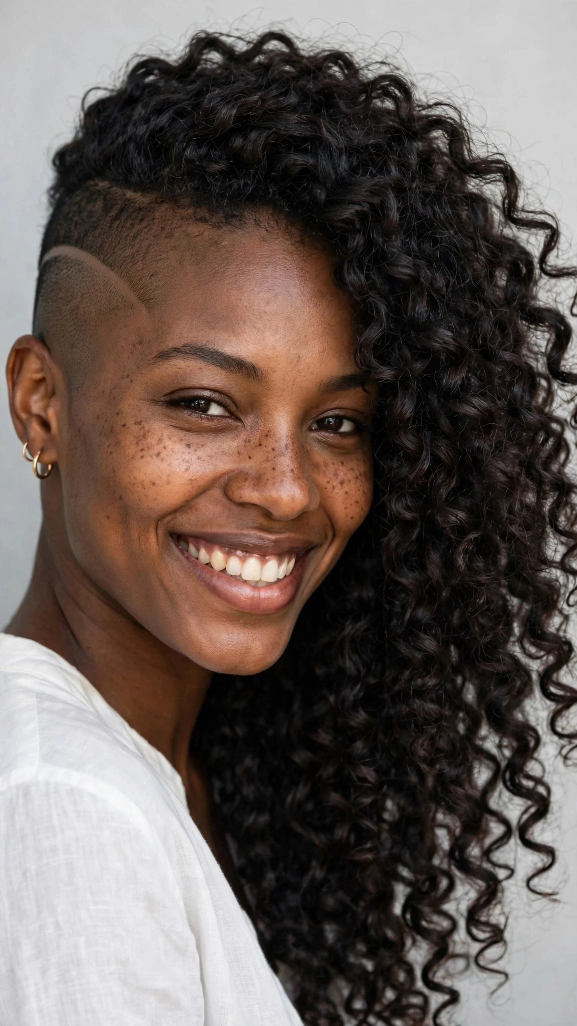 Curly Top with Shaved Side