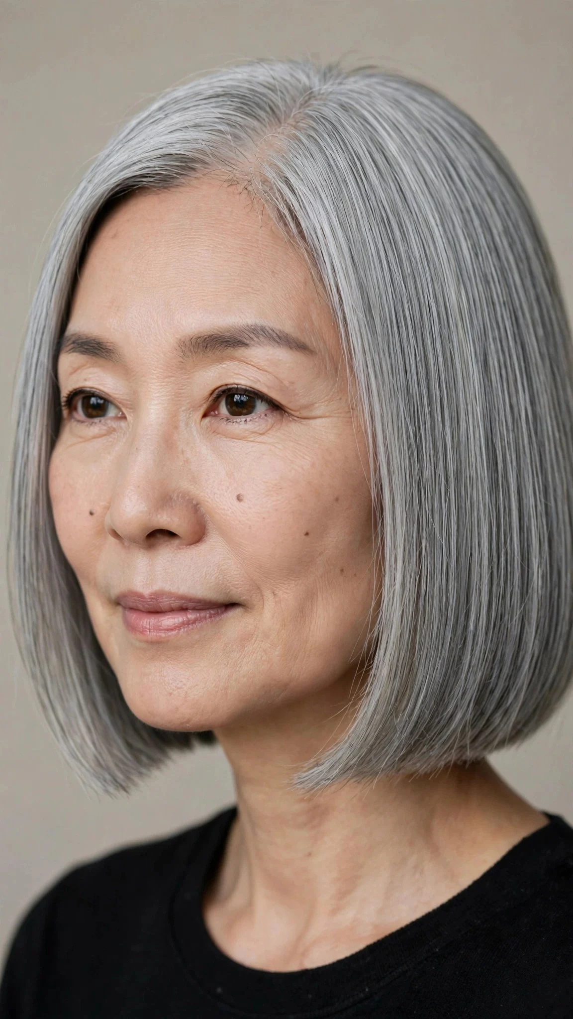 Gray Chin-Length Bob