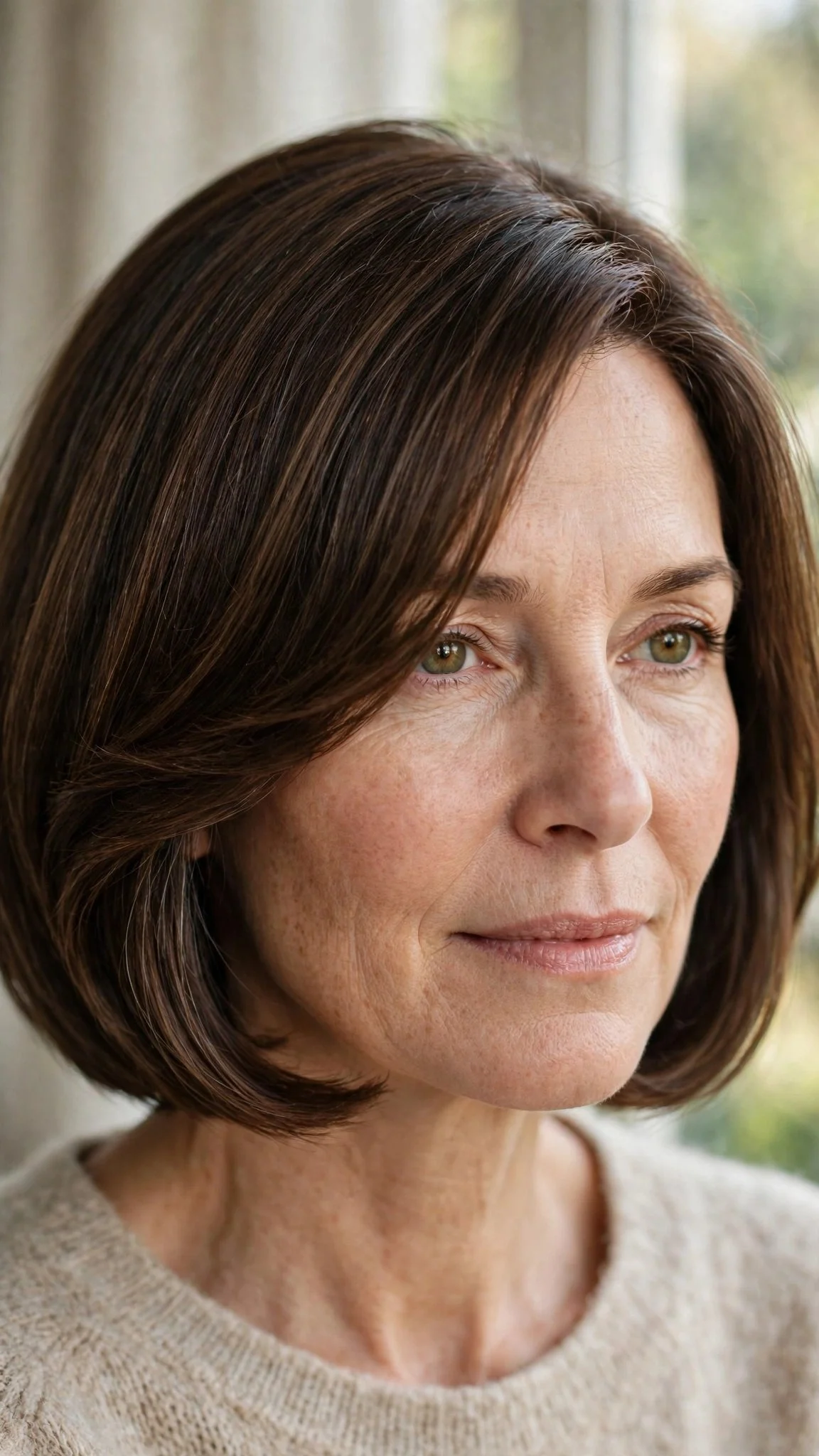 Chin-Length Bob With Side-Swept Bangs