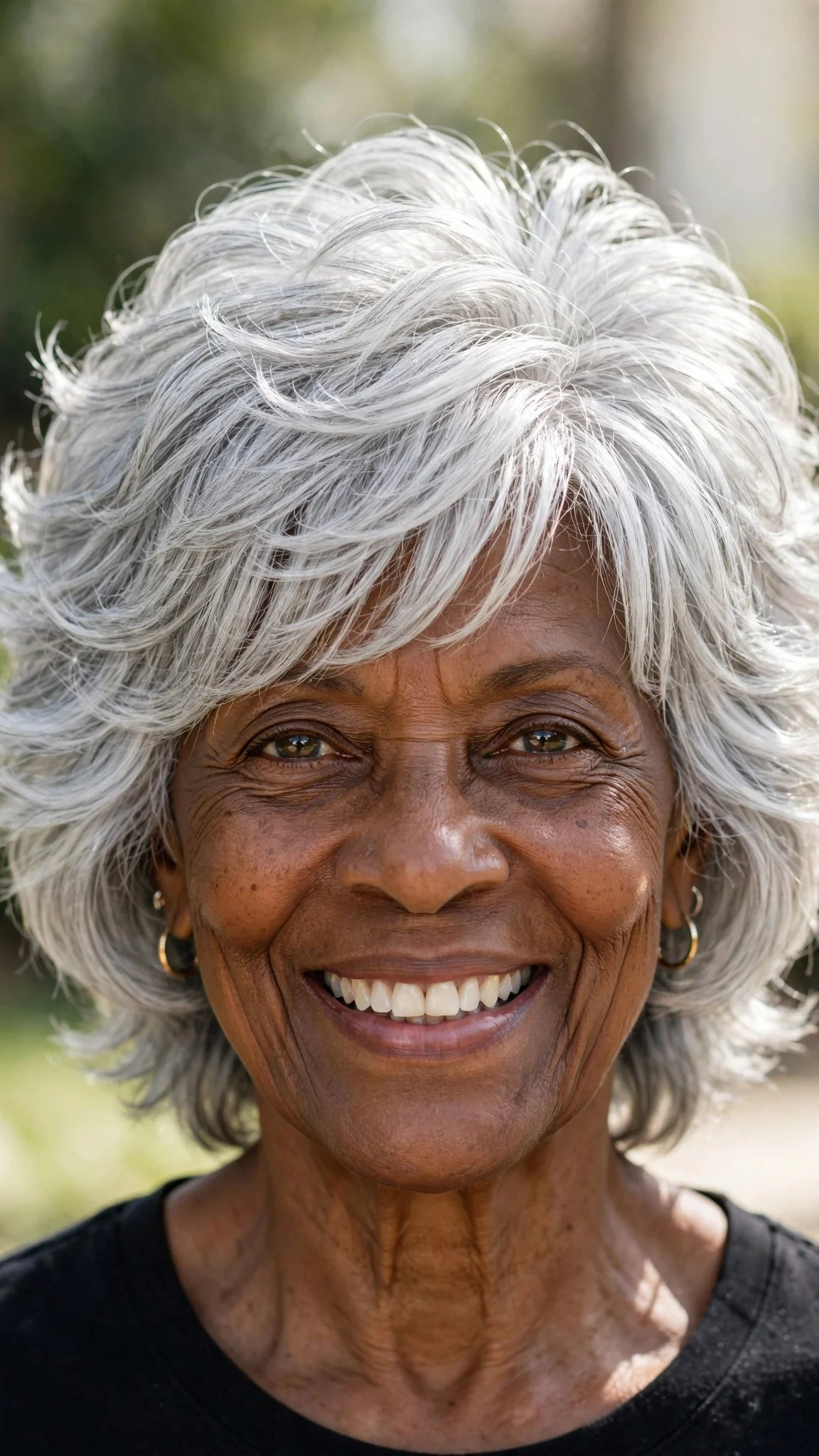 Layered Chin-Length Silver Shag