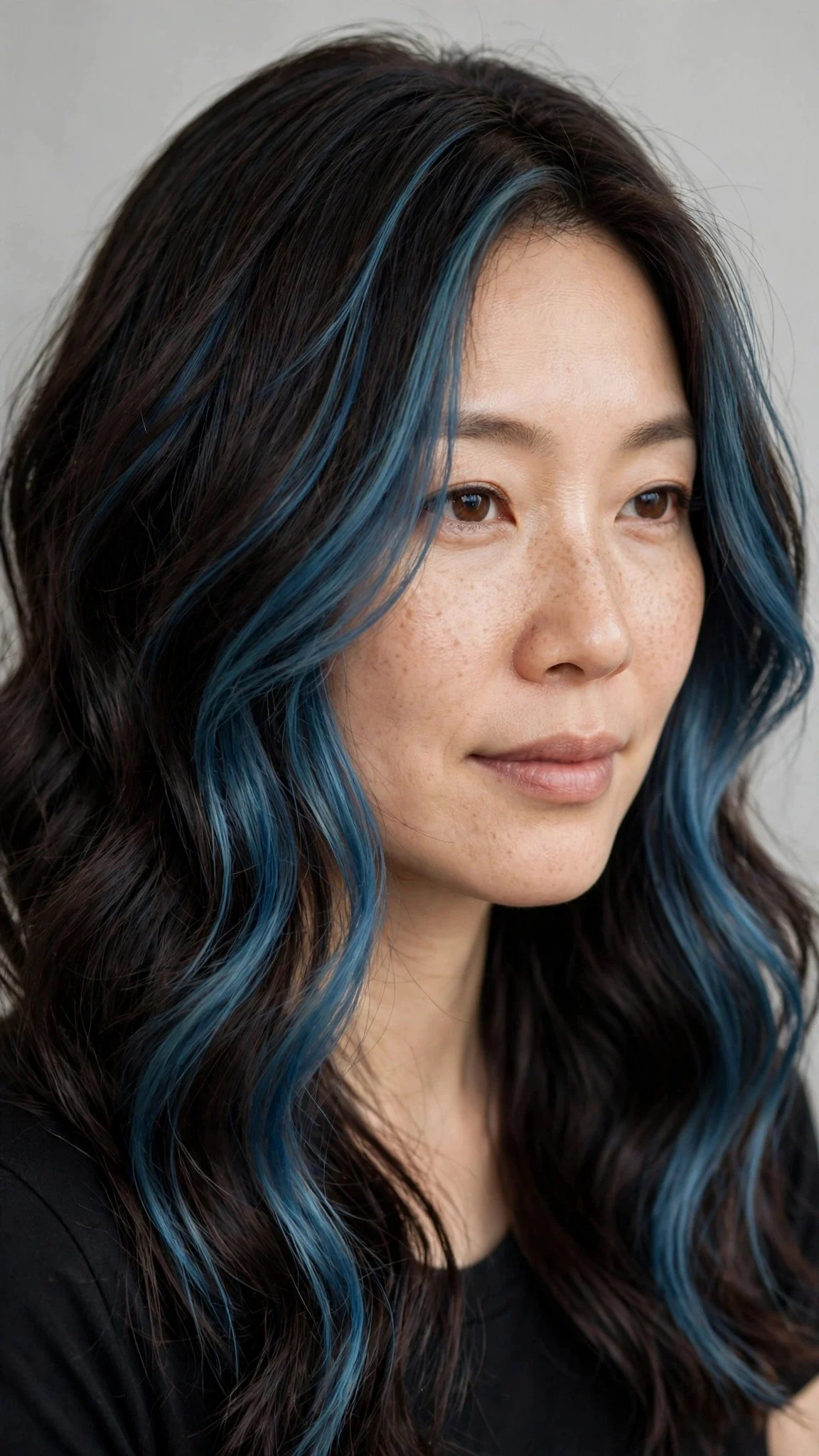 Ocean Blue Face-Framing Highlights