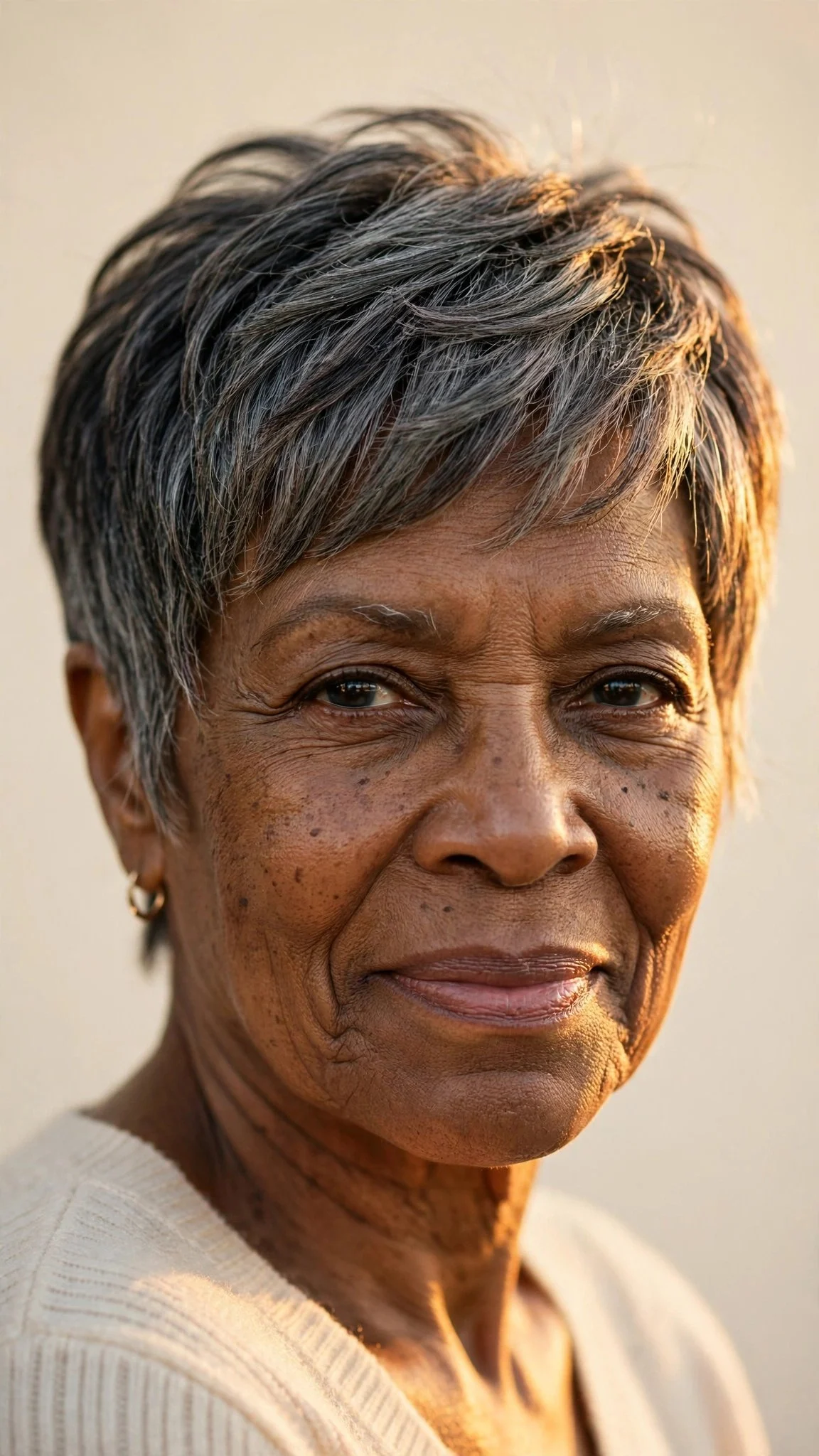 Salt-and-Pepper Tapered Pixie