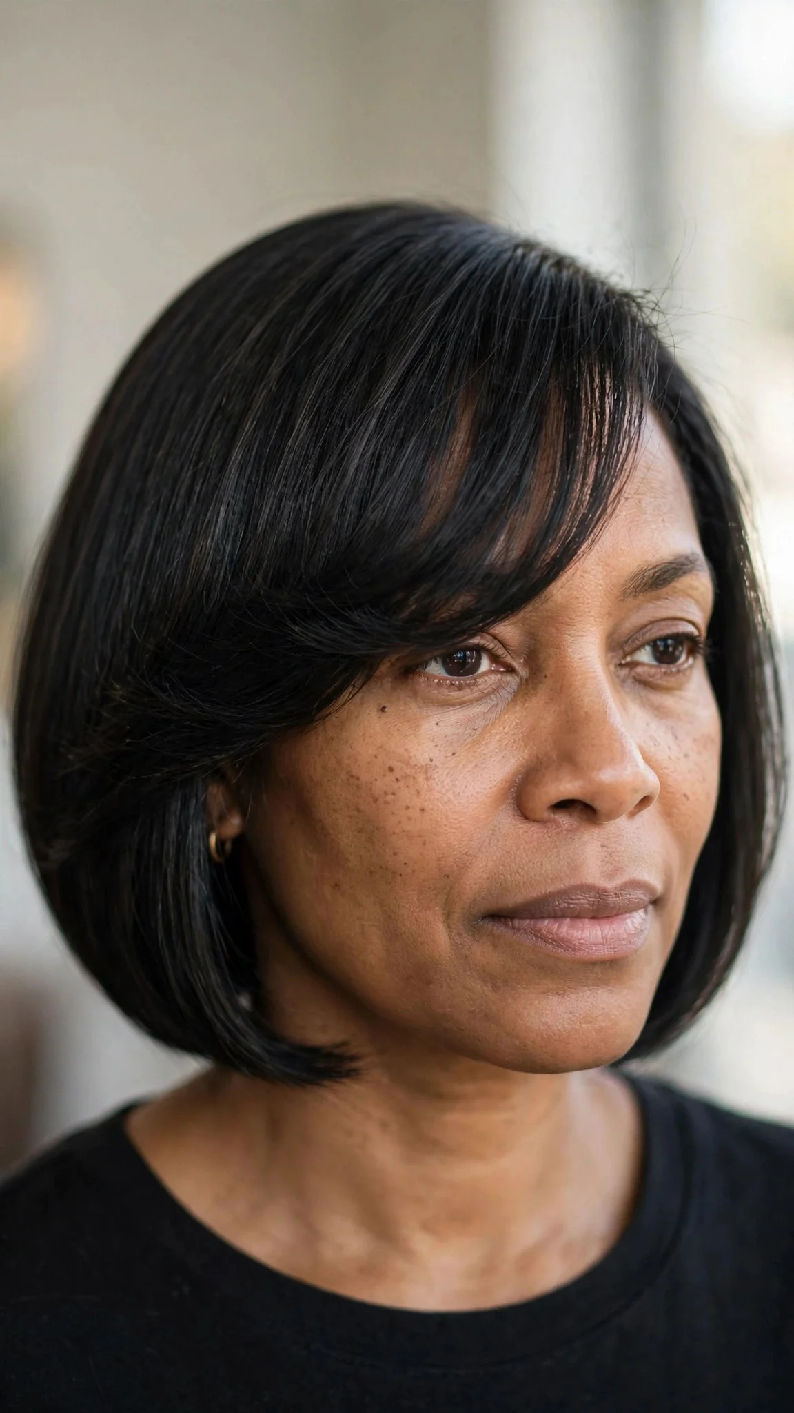 Chin-Length Bob With Side-Swept Fringe