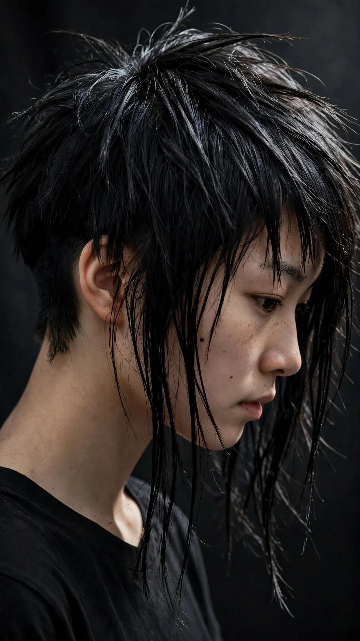 Short Nape, Long Front Choppy Cut
