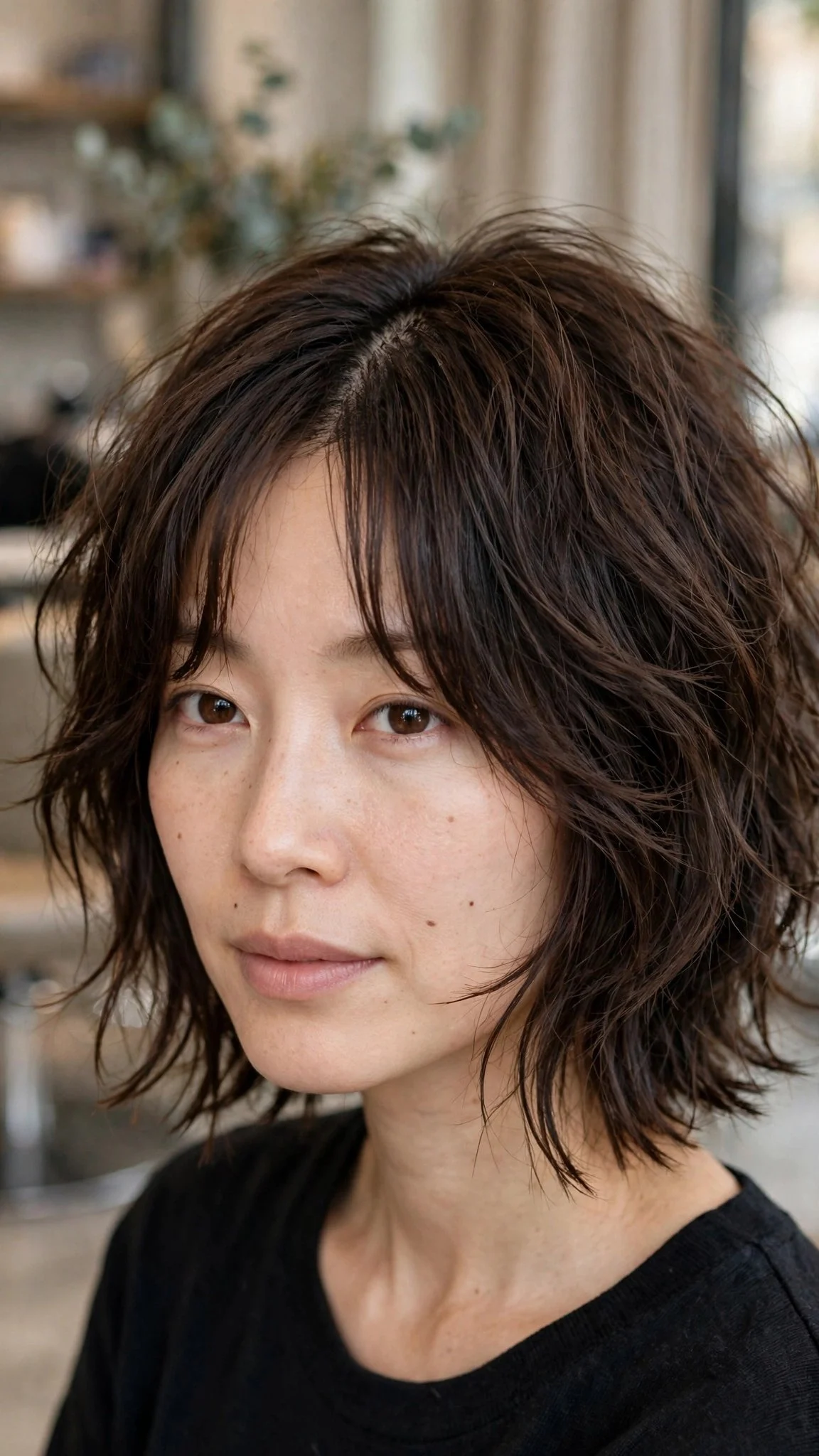 Tousled Jaw-Grazing Chop with Curtain Bangs