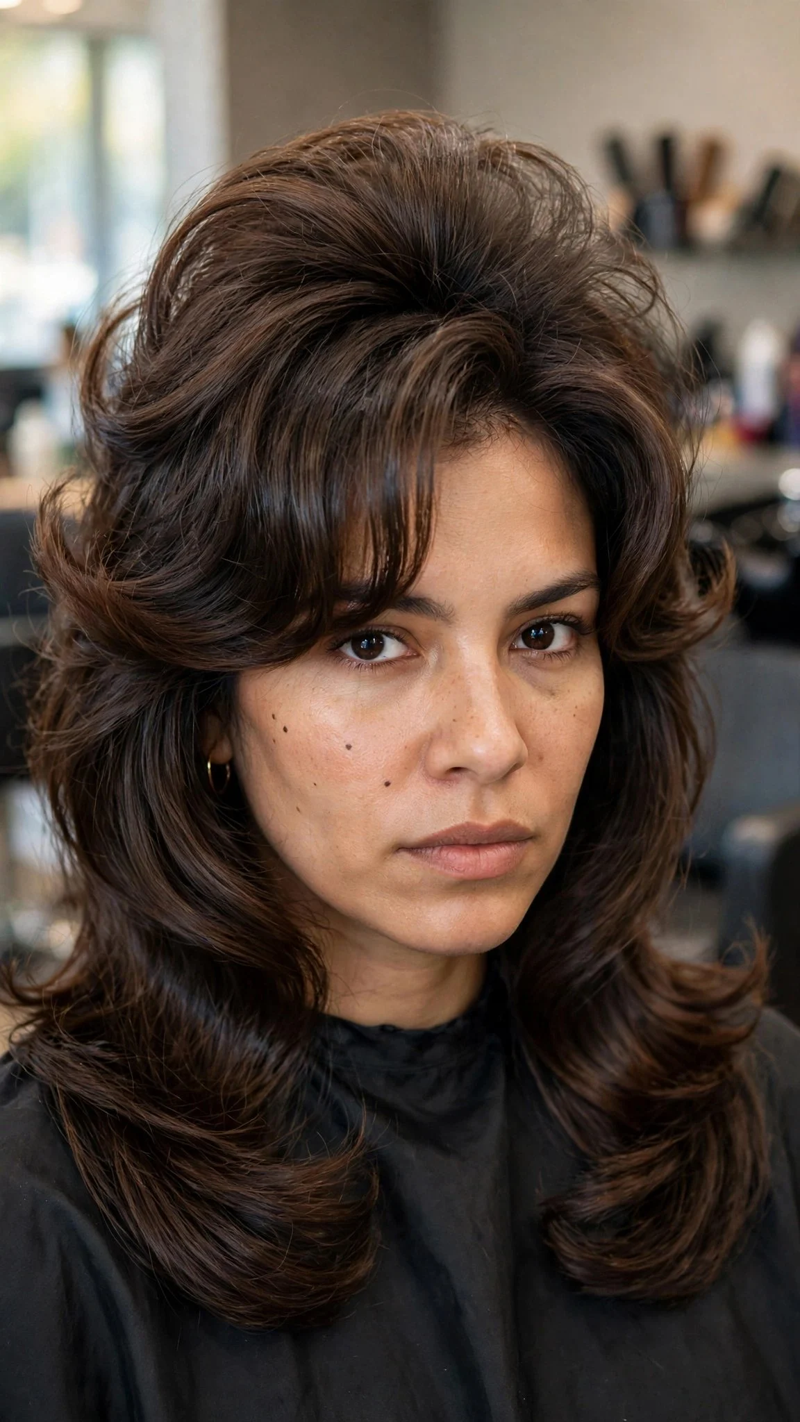 Curtain Bangs with a Voluminous Bouncy Blowout