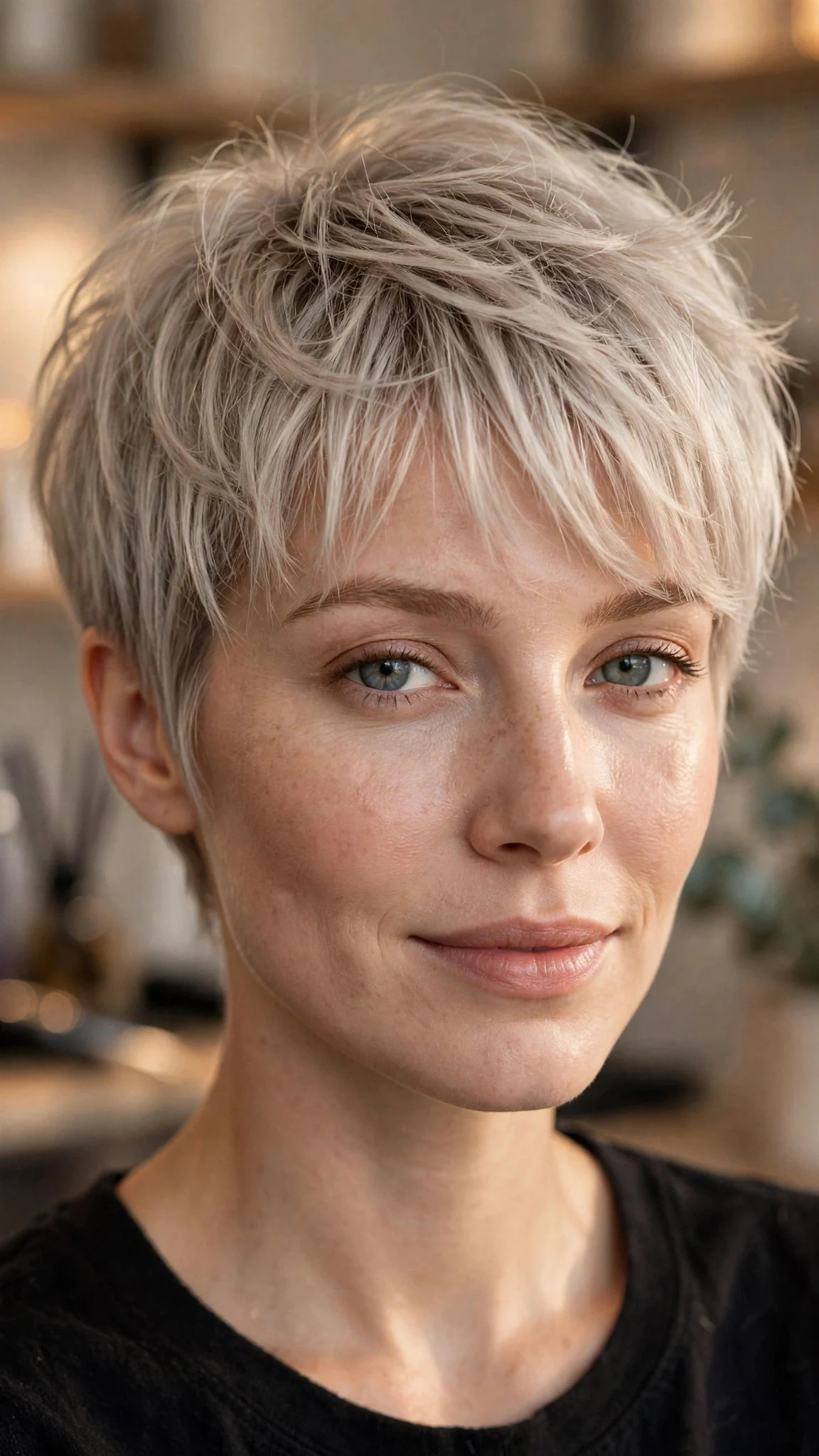 Feathered Bangs with a Textured Pixie