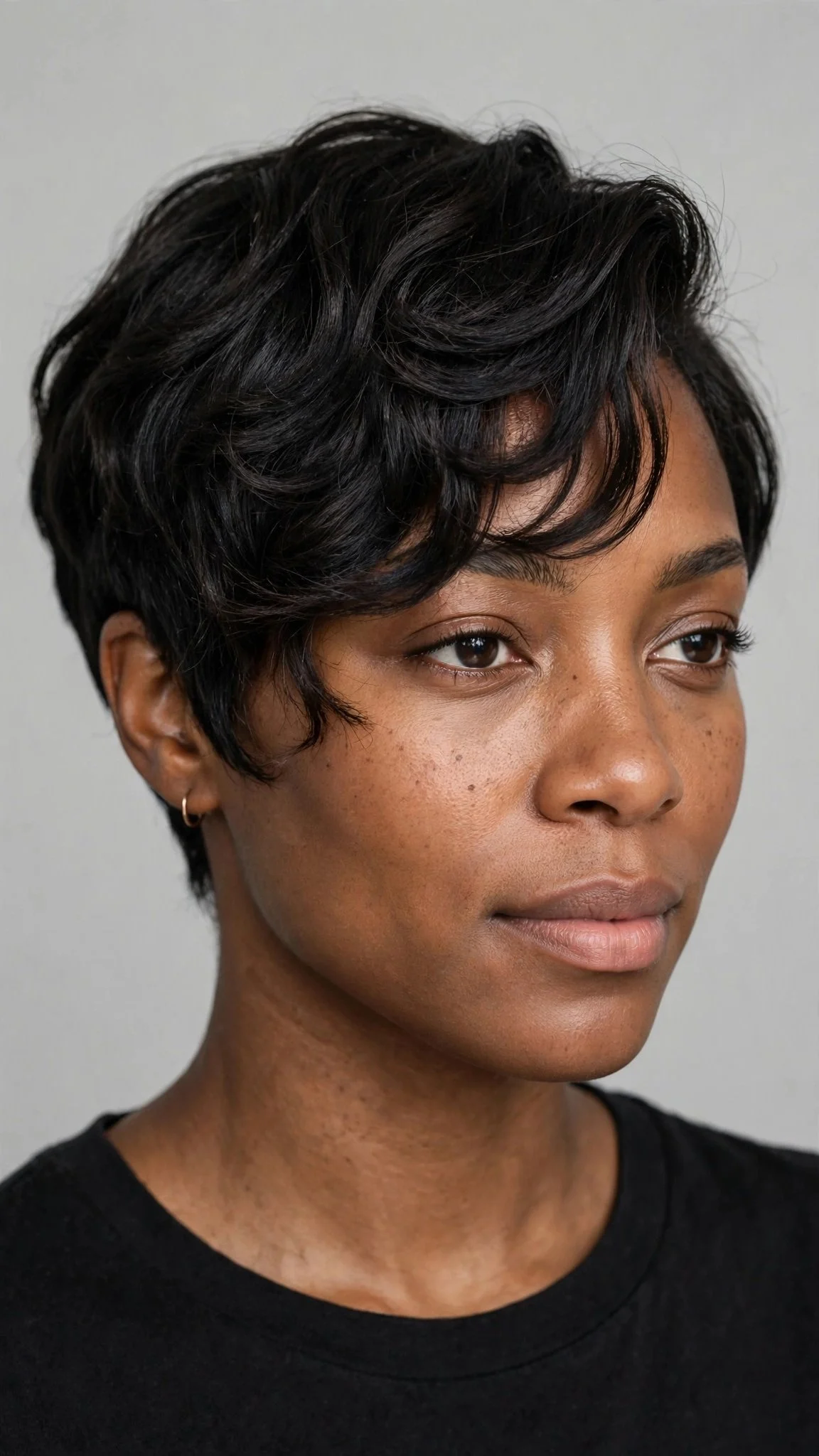 Side-Swept Wavy Pixie