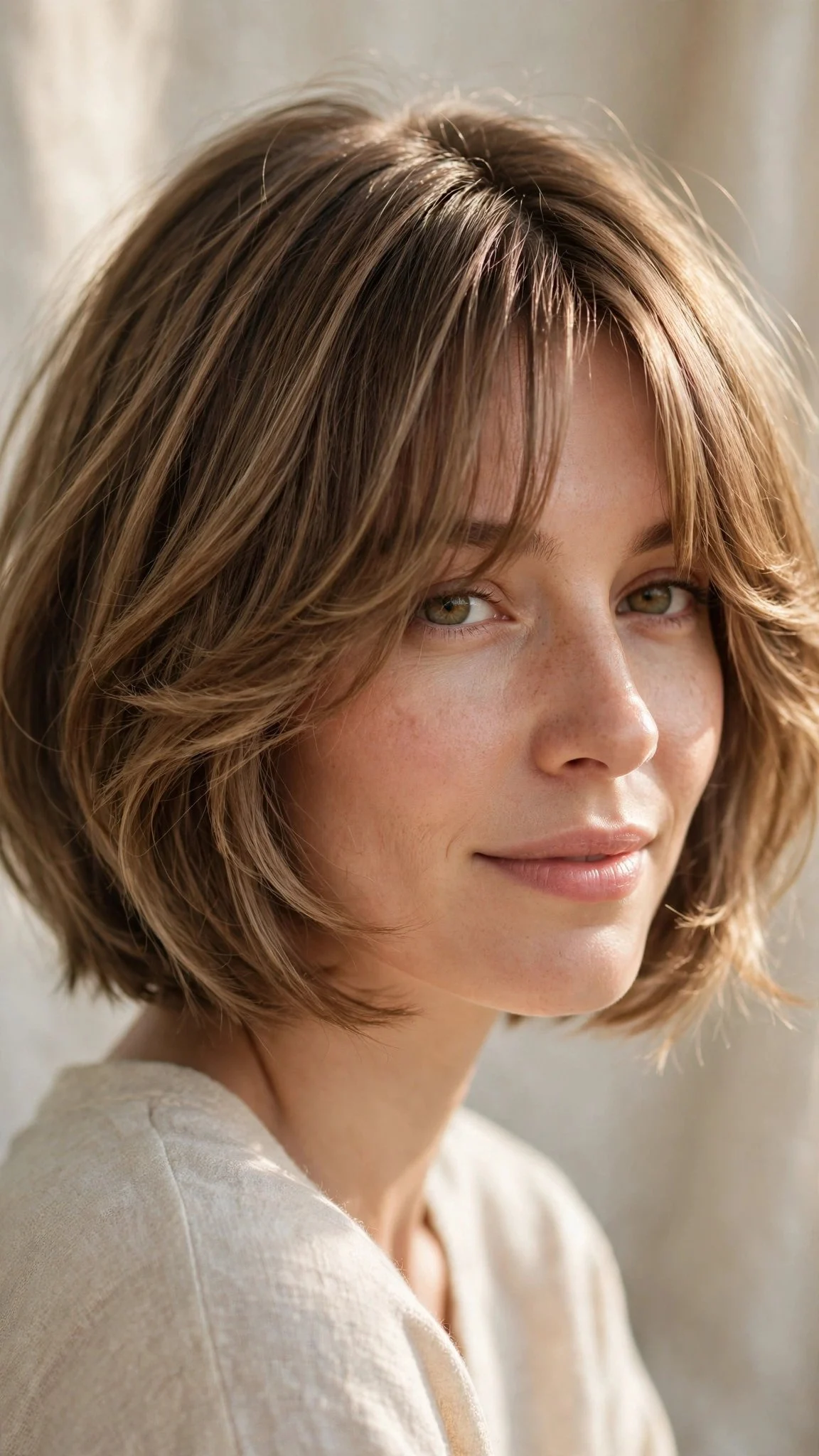 Layered Bob With Curtain Bangs