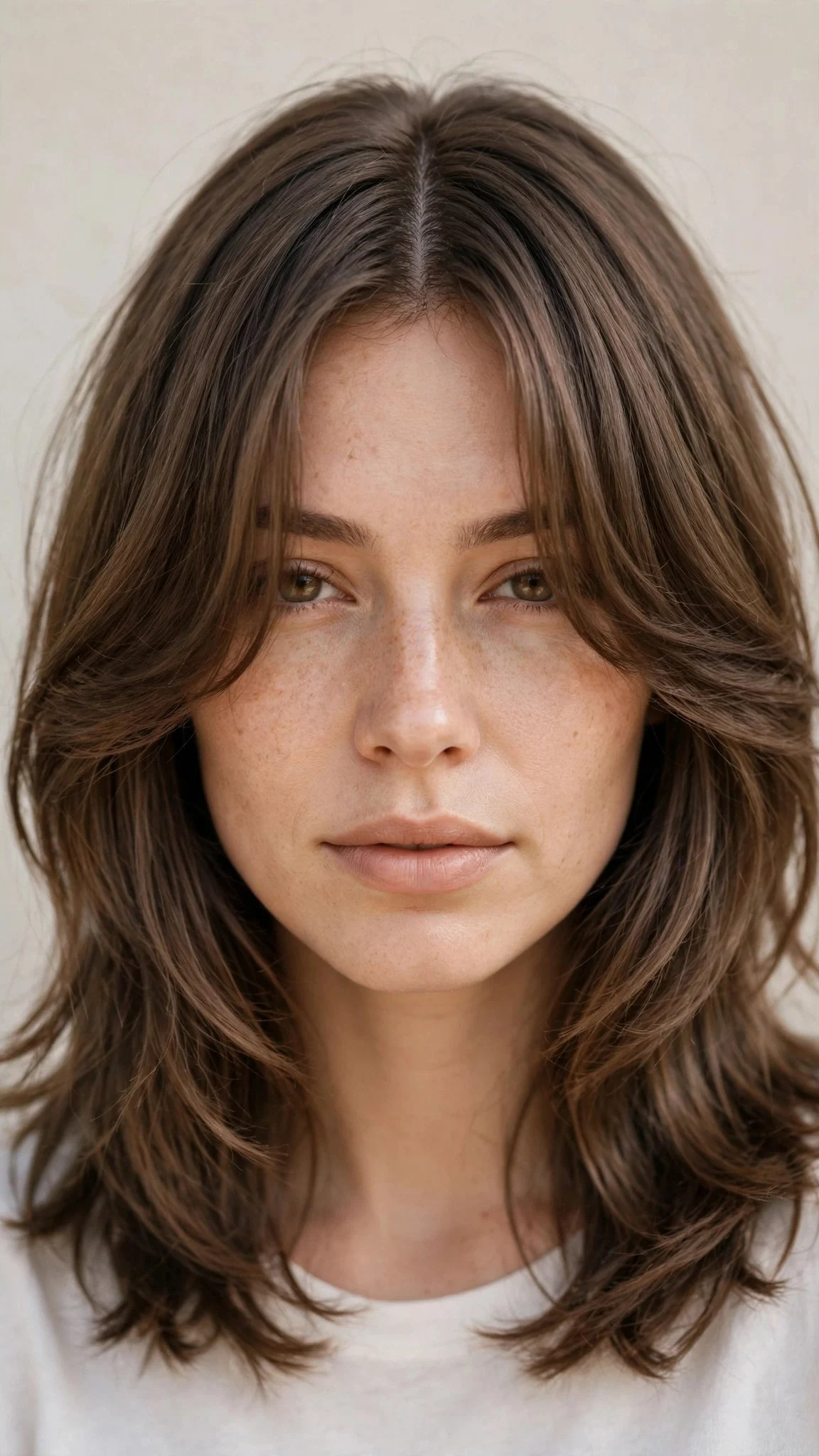 Shoulder-Length Cut with Curtain Bangs