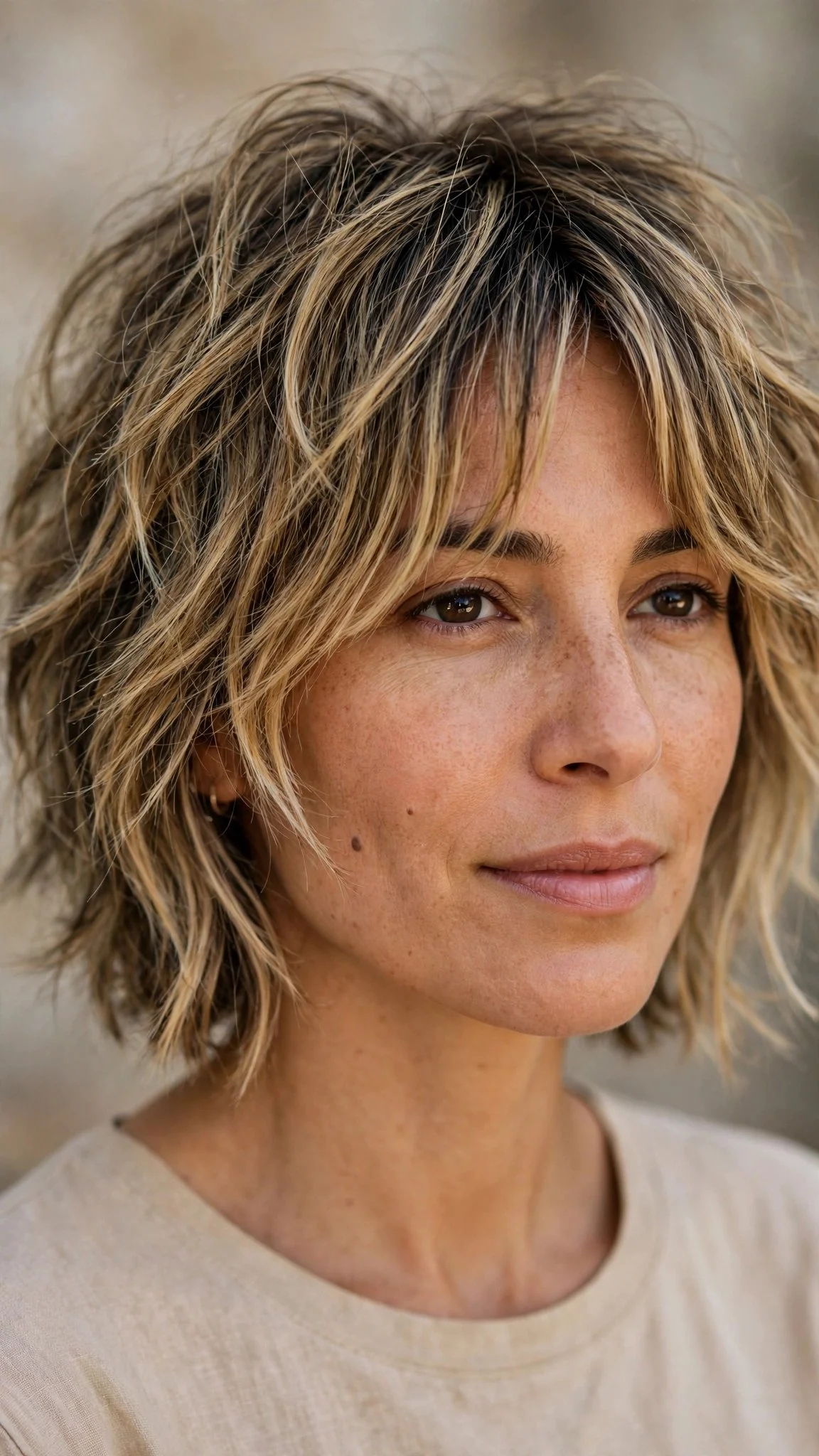 Textured Shag Bob With Curtain Fringe