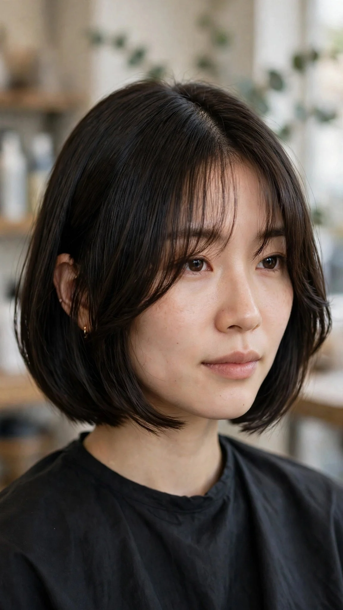 Curtain Bangs on a Chin-Length Bob