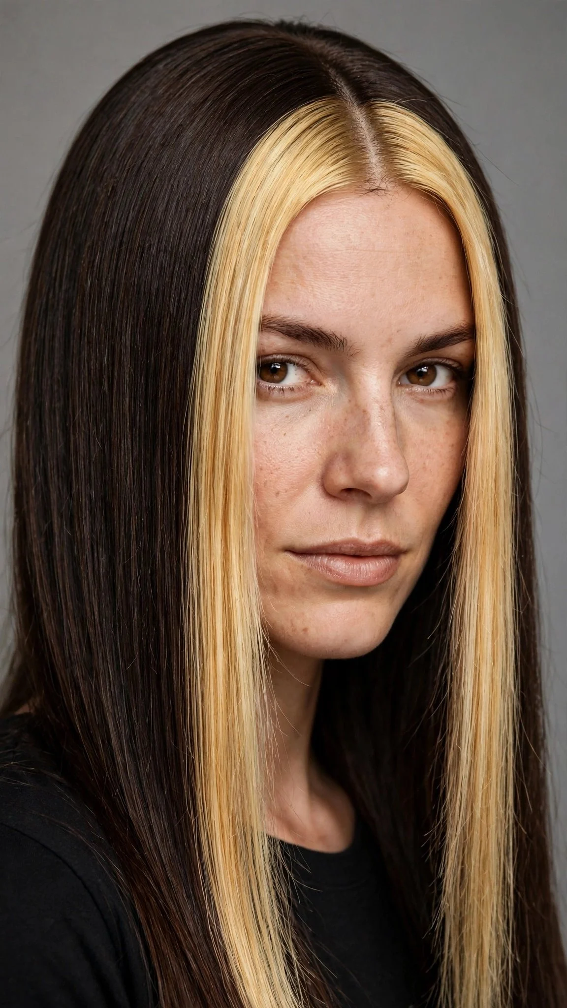 Bold Blonde Money Piece on Dark Brunette