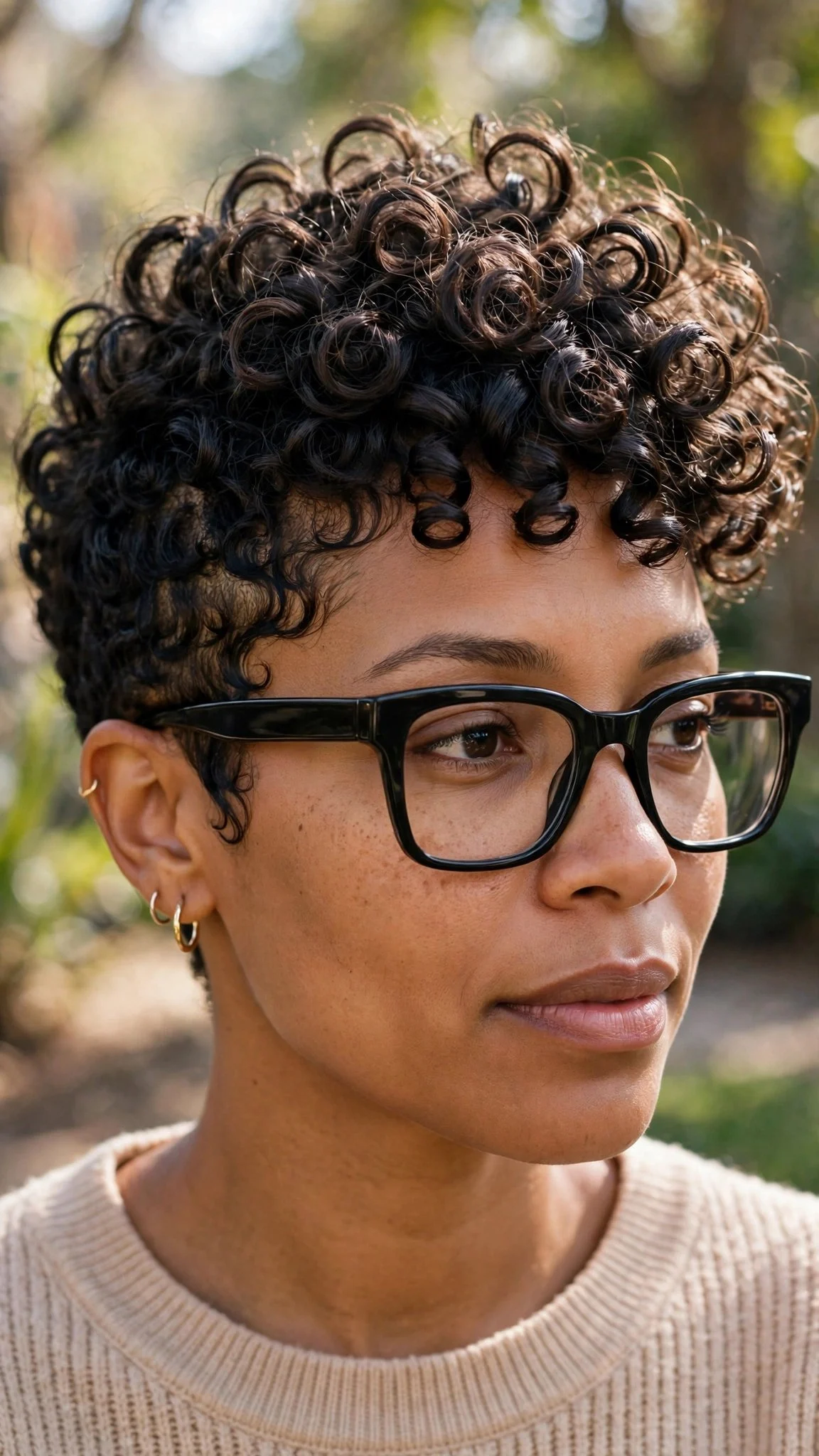 Curly Pixie with Rounded Layers