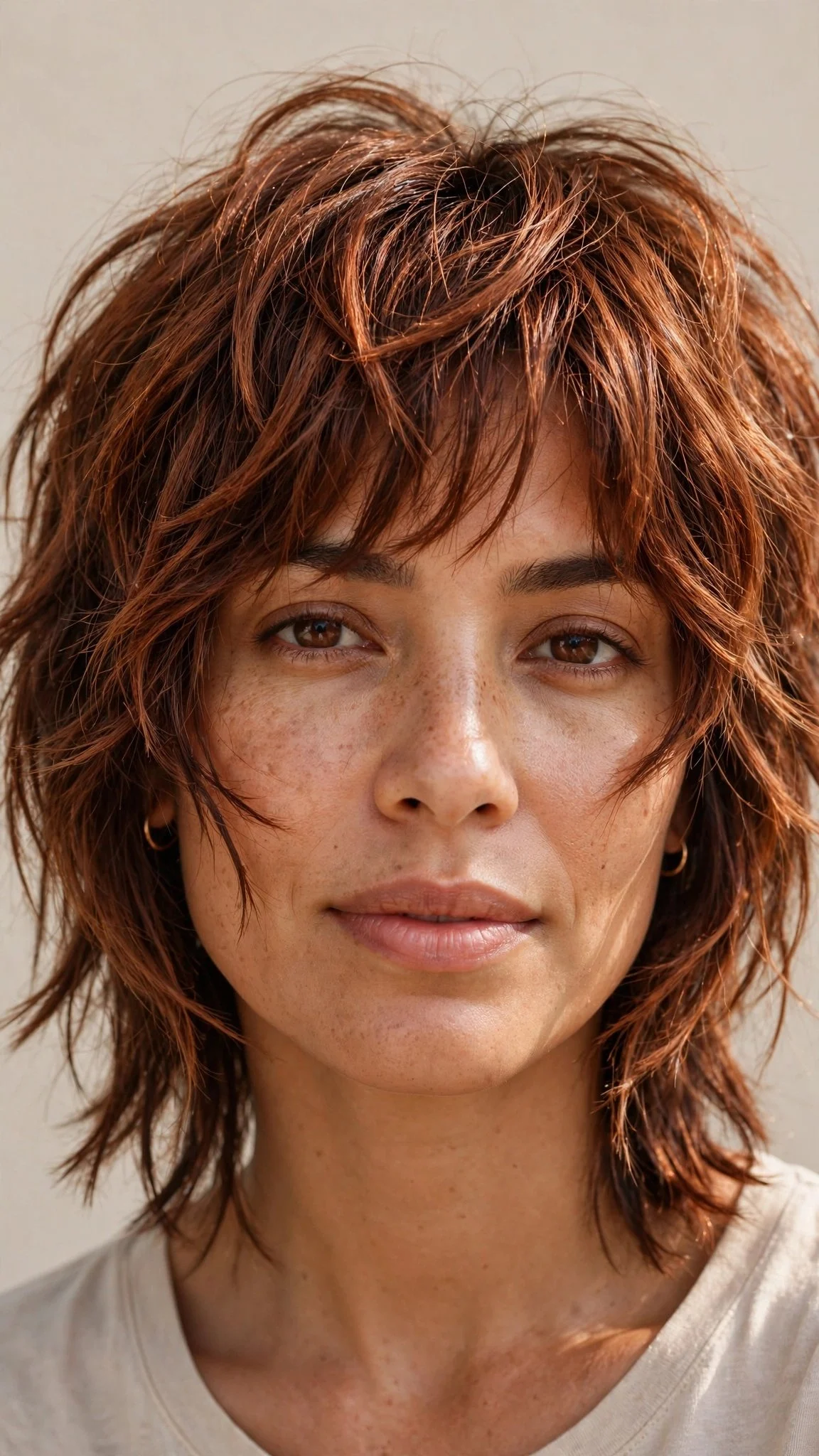 Layered choppy shag with face-framing