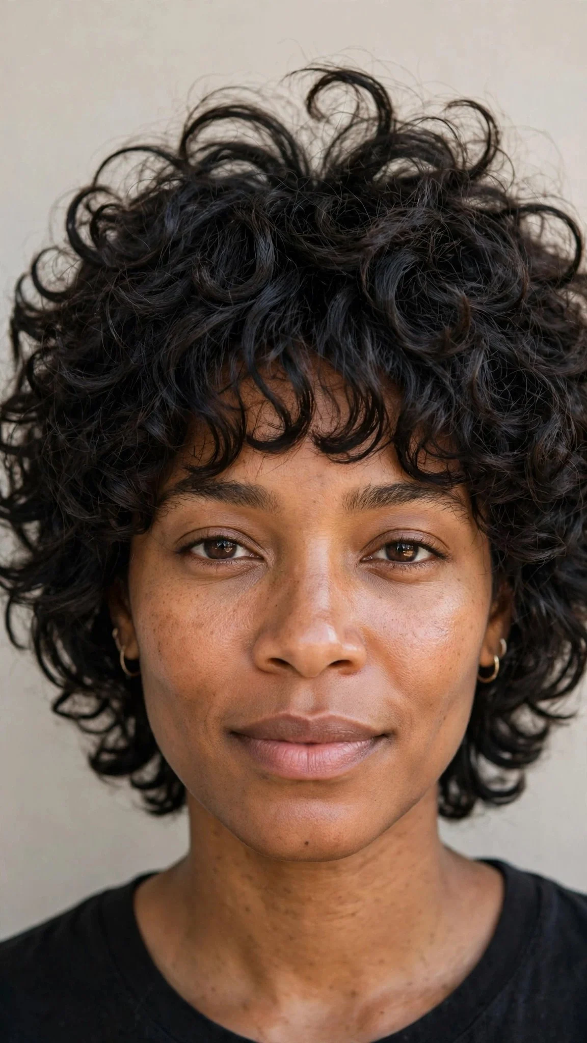 Curly Shag with Full Bangs