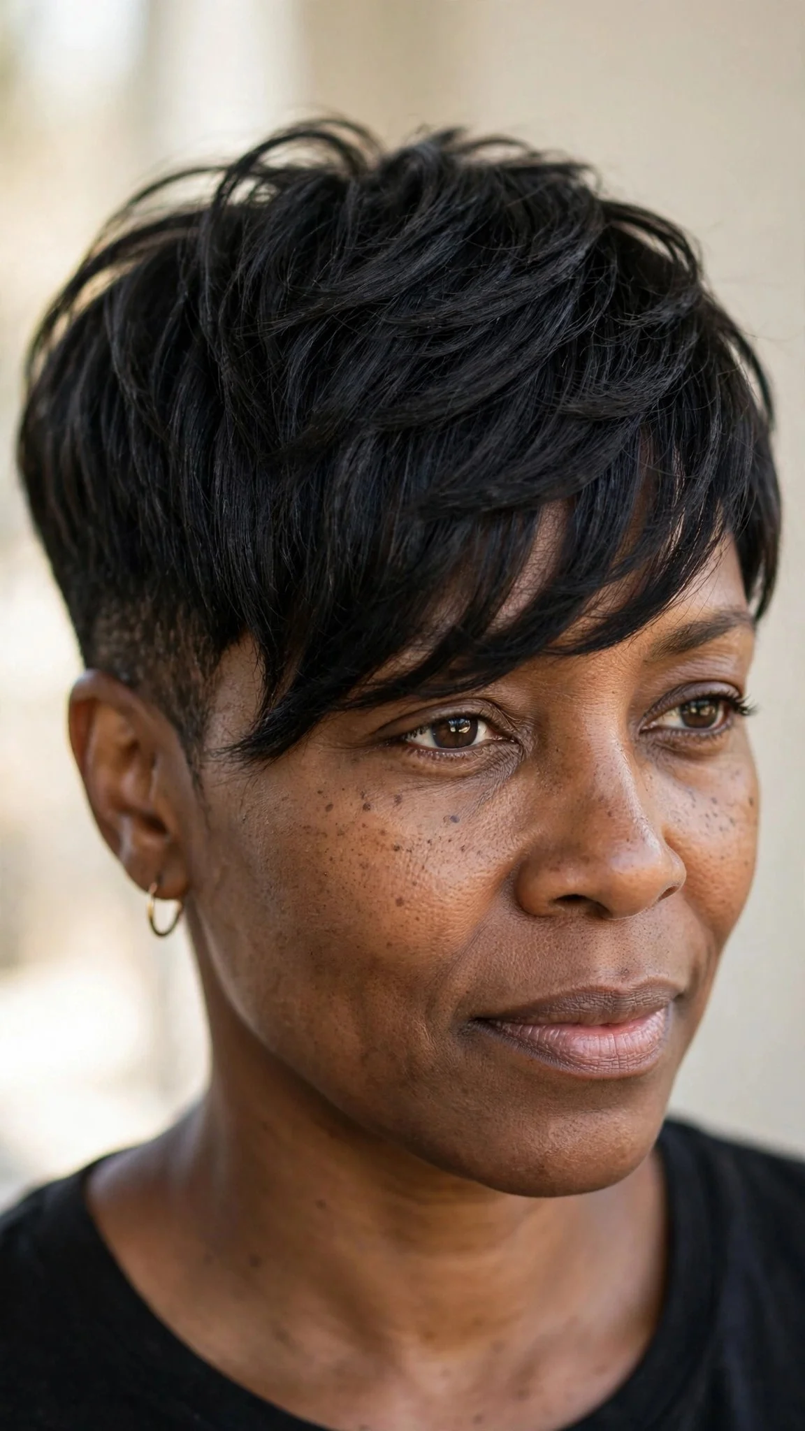 Tapered Pixie With Side-Swept Bangs