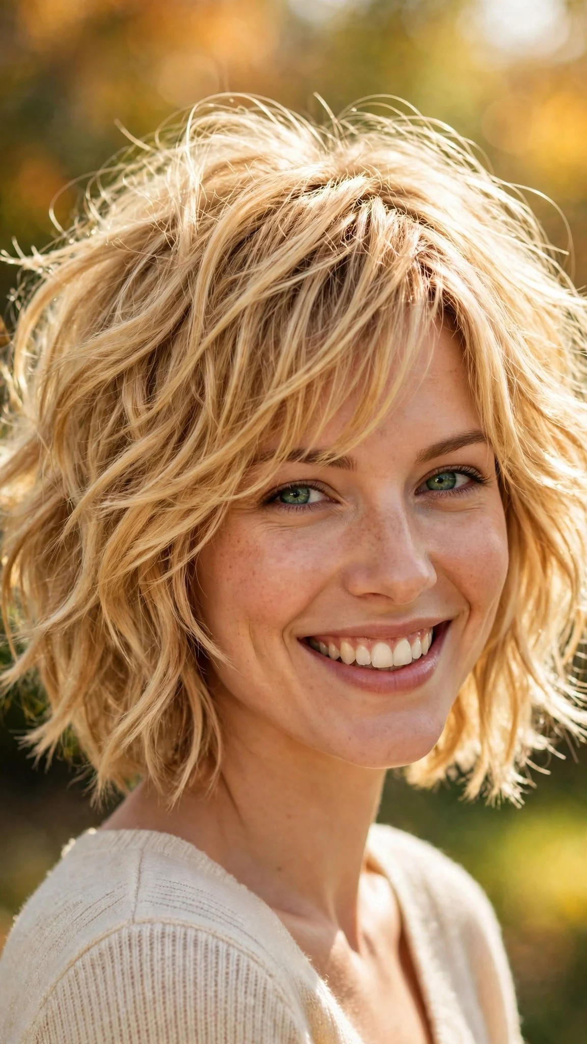 Golden Blonde Bob Shag