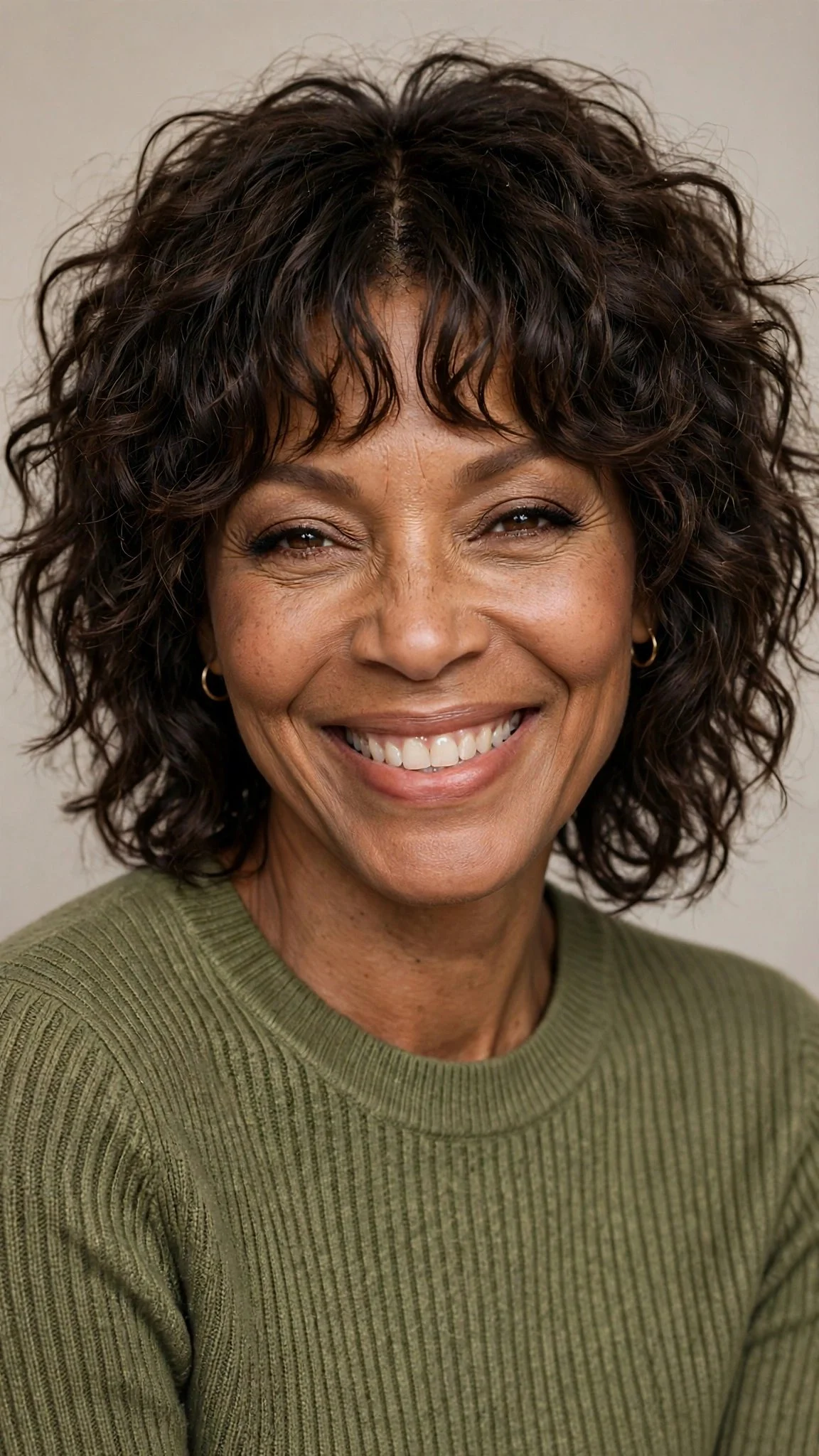 Curly Shag with Curtain Bangs
