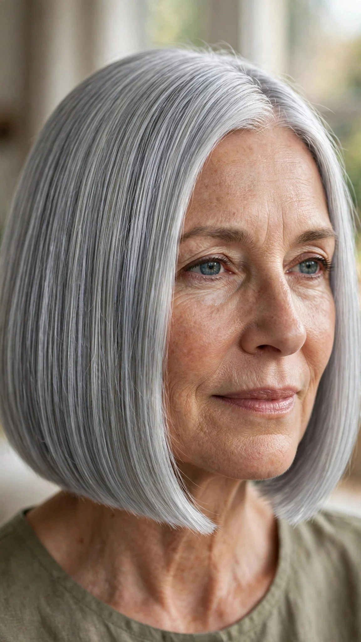 Silver Chin Bob With Blunt Ends