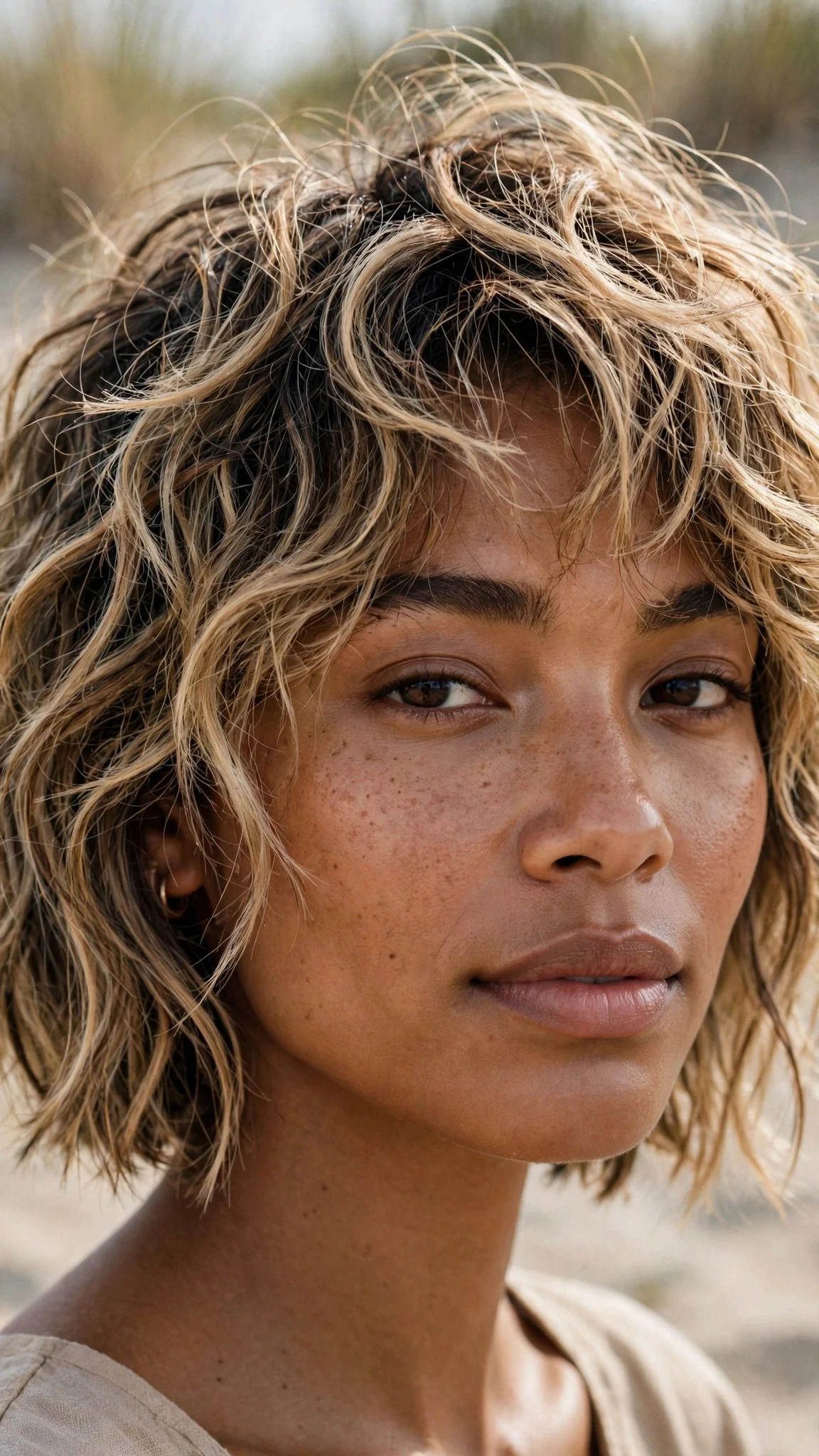 Sandy Blonde Textured Bob