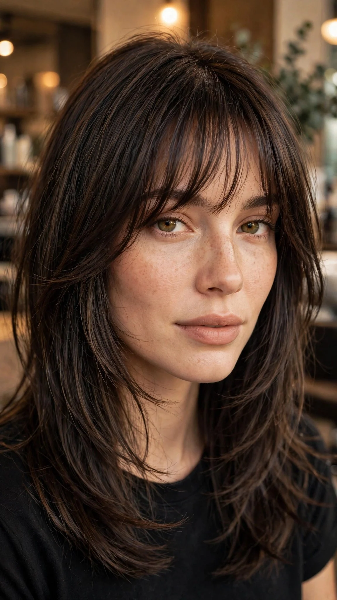 Soft Full Bangs with Face-Framing Layers