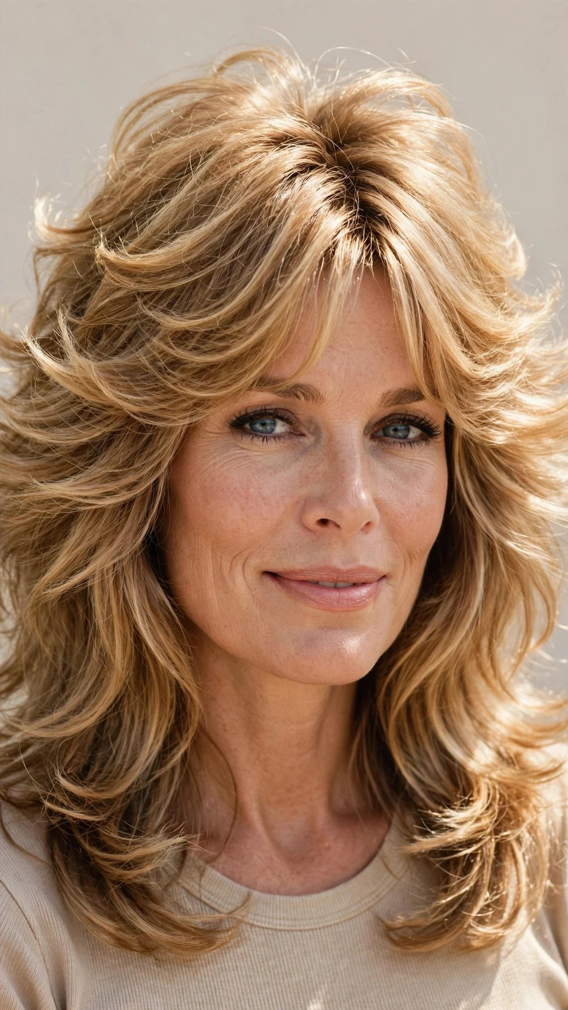 The 70s Farrah Shag with Face-Framing Bangs
