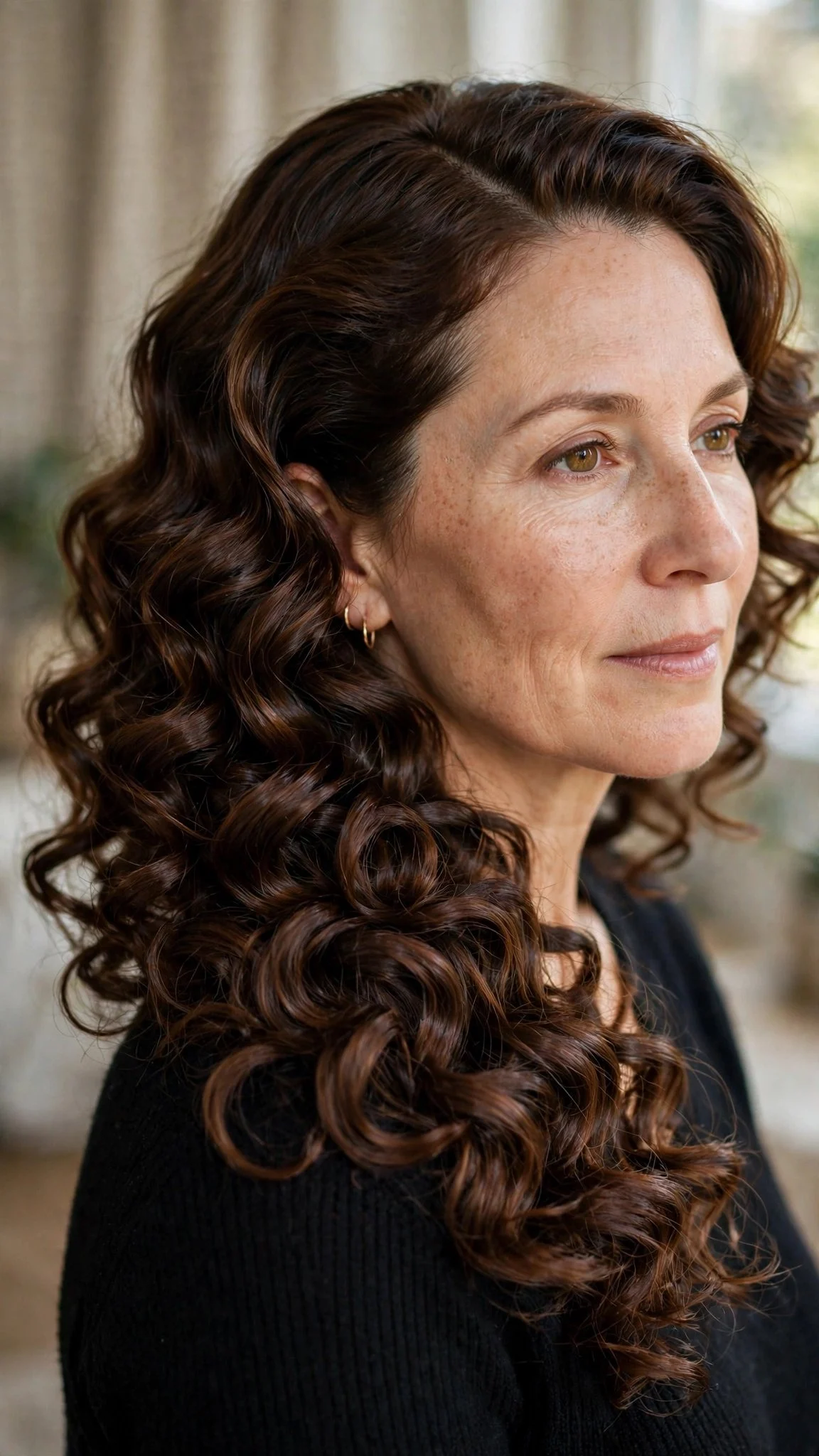 Side-Parted Curly Lob