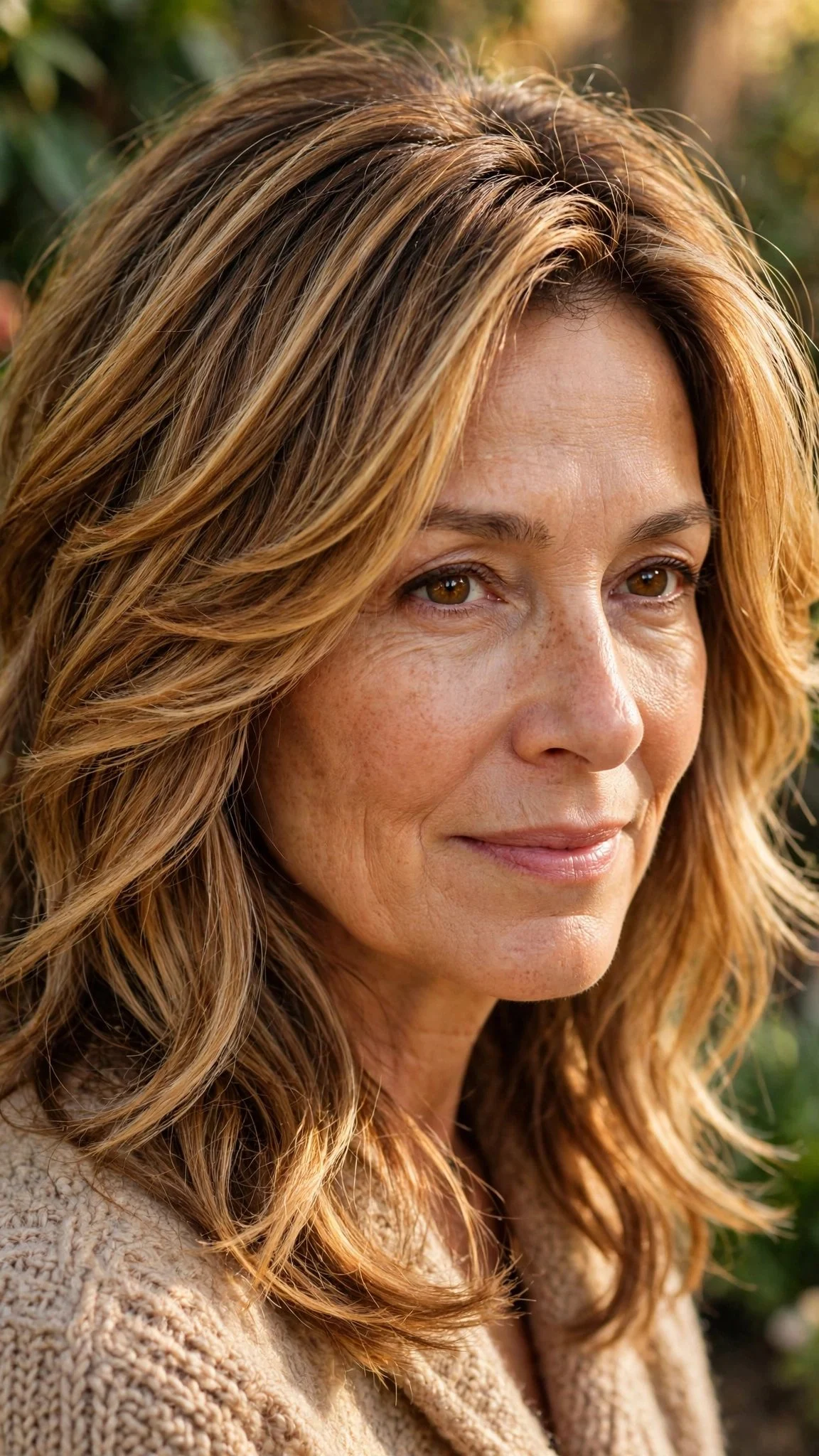 Warm Balayage Mid-Length Layers