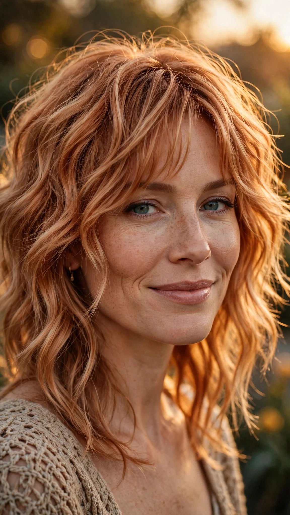 Strawberry Blonde Wavy Shag
