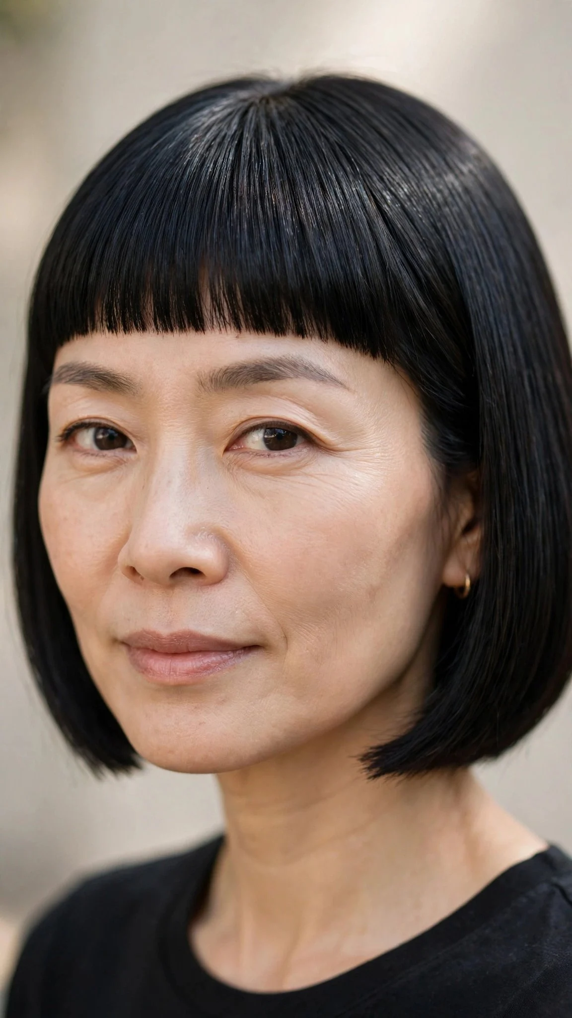 Sleek Bob With Straight-Across Fringe