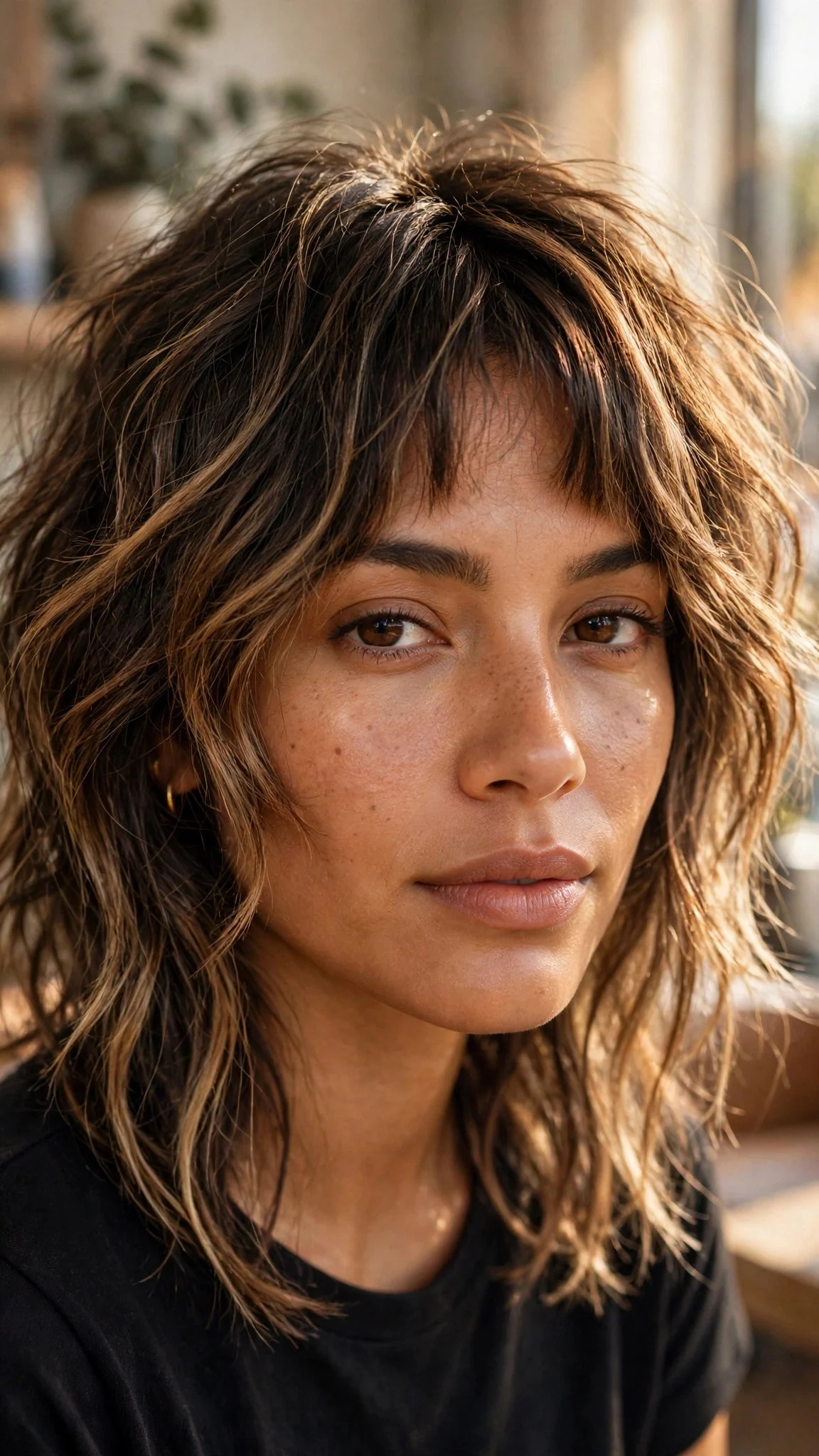 Beachy Choppy Lob with Bottleneck Bangs