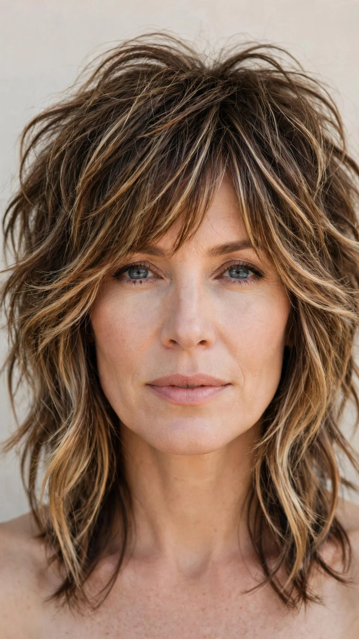 Textured choppy shag with highlights