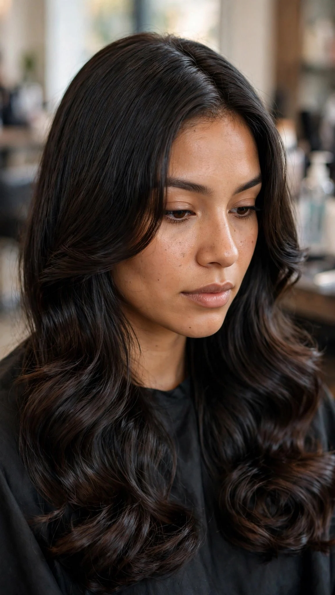 Curtain Bangs with Loose Low Waves