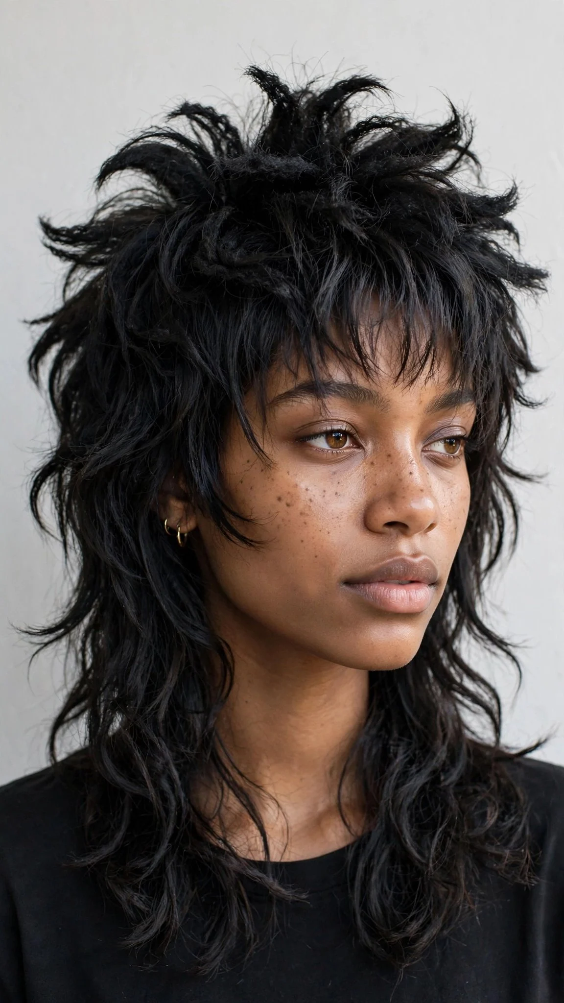 Mid-Length Wolf Cut Shag with Wispy Fringe