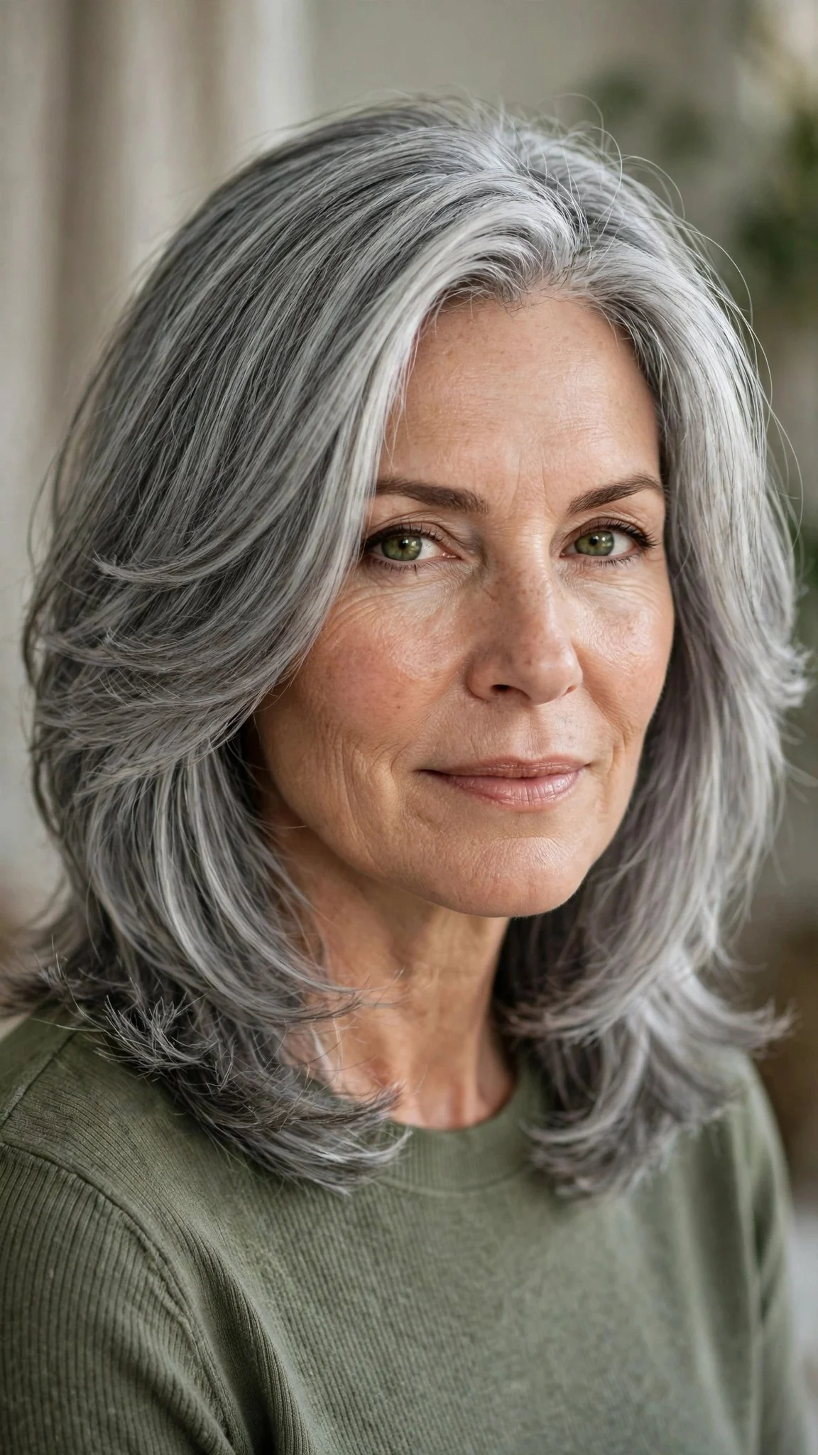 Silver-Gray Layered Mid-Length