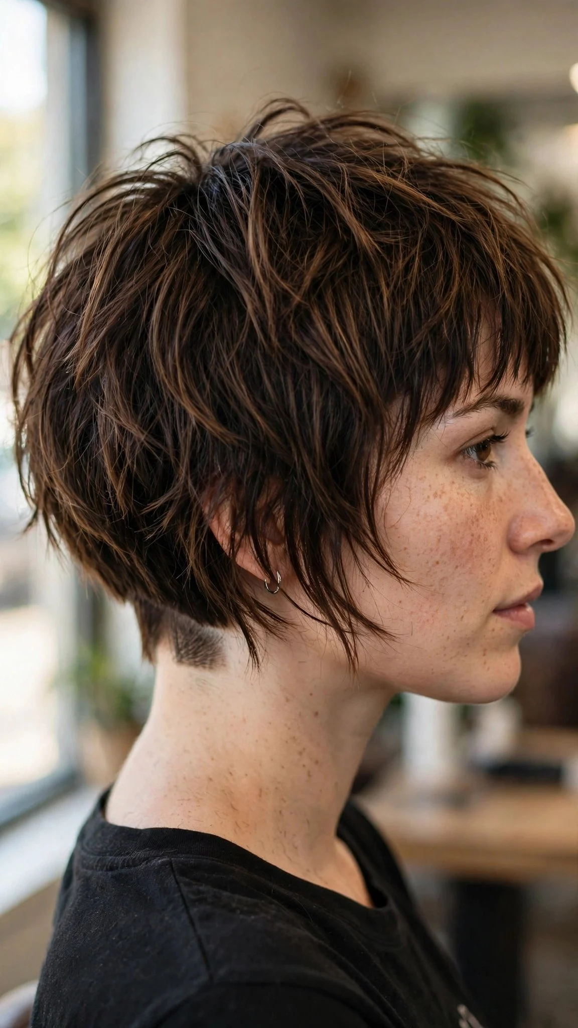 Bold Undercut Bob with Choppy Top and Bangs