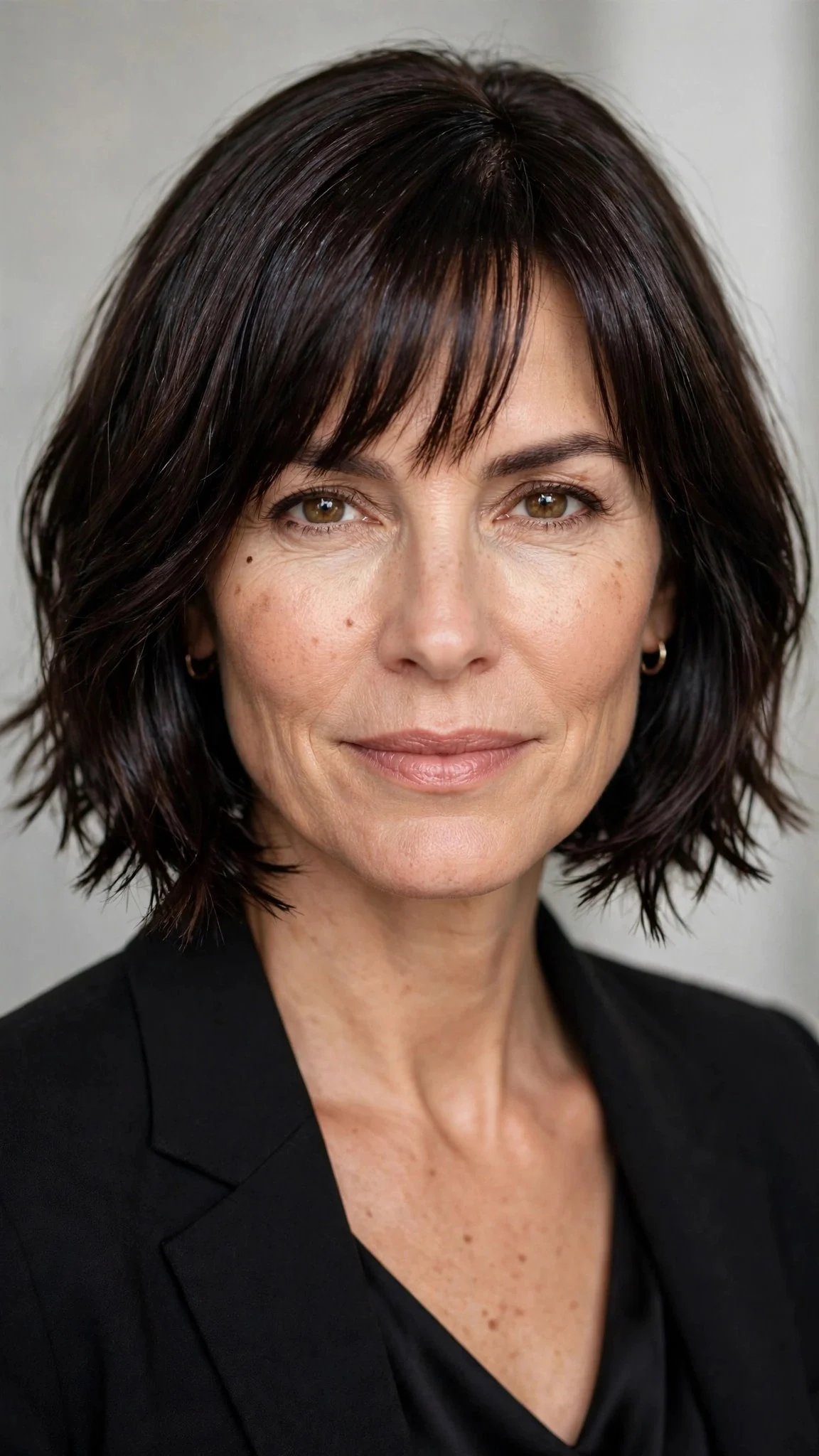 Sleek Choppy Bob With Brow-Skimming Bangs