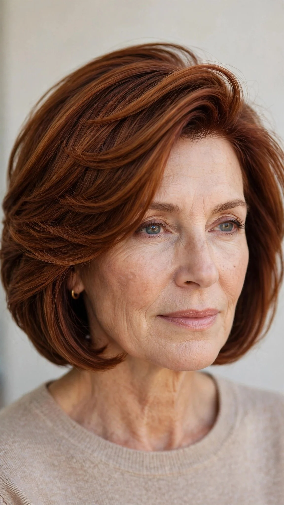 Layered bob with deep side part