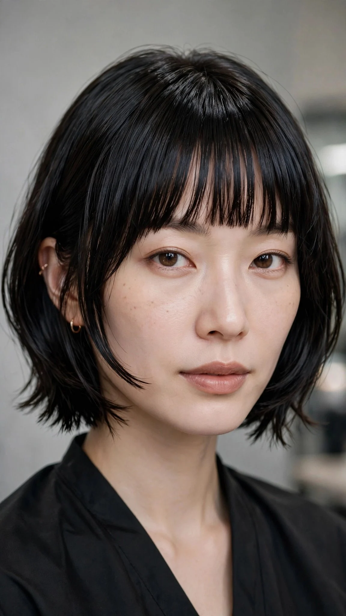 Sleek Choppy Bob with Straight-Across Bangs