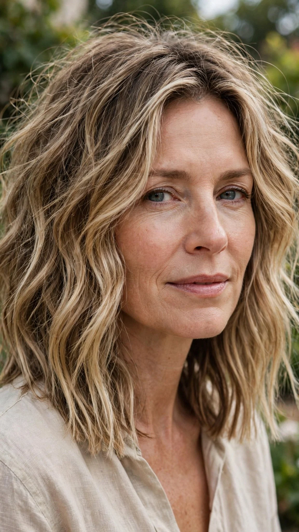 Tousled Lob With Light Beachy Texture