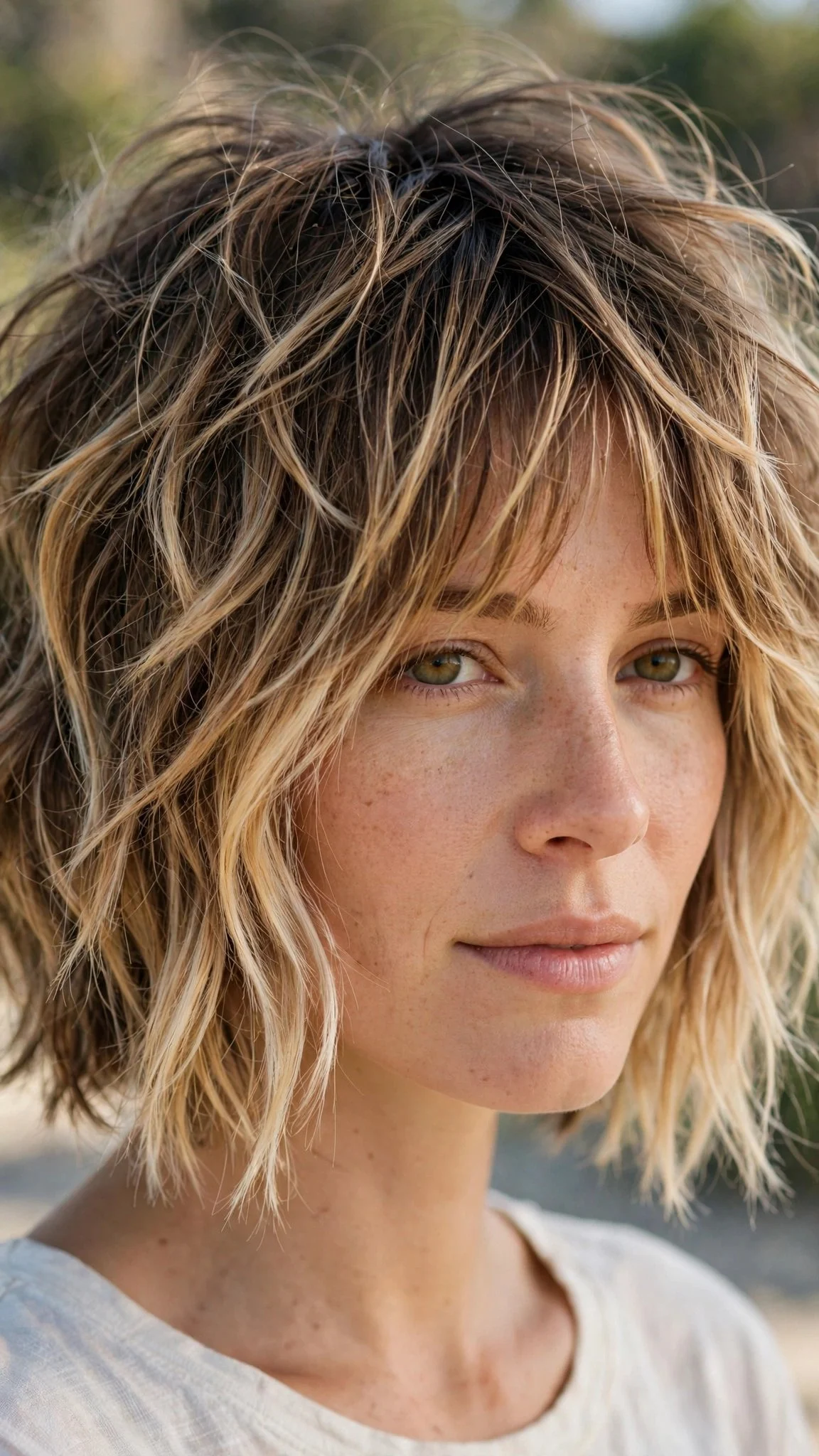 Shaggy Bob With Sun-Kissed Balayage