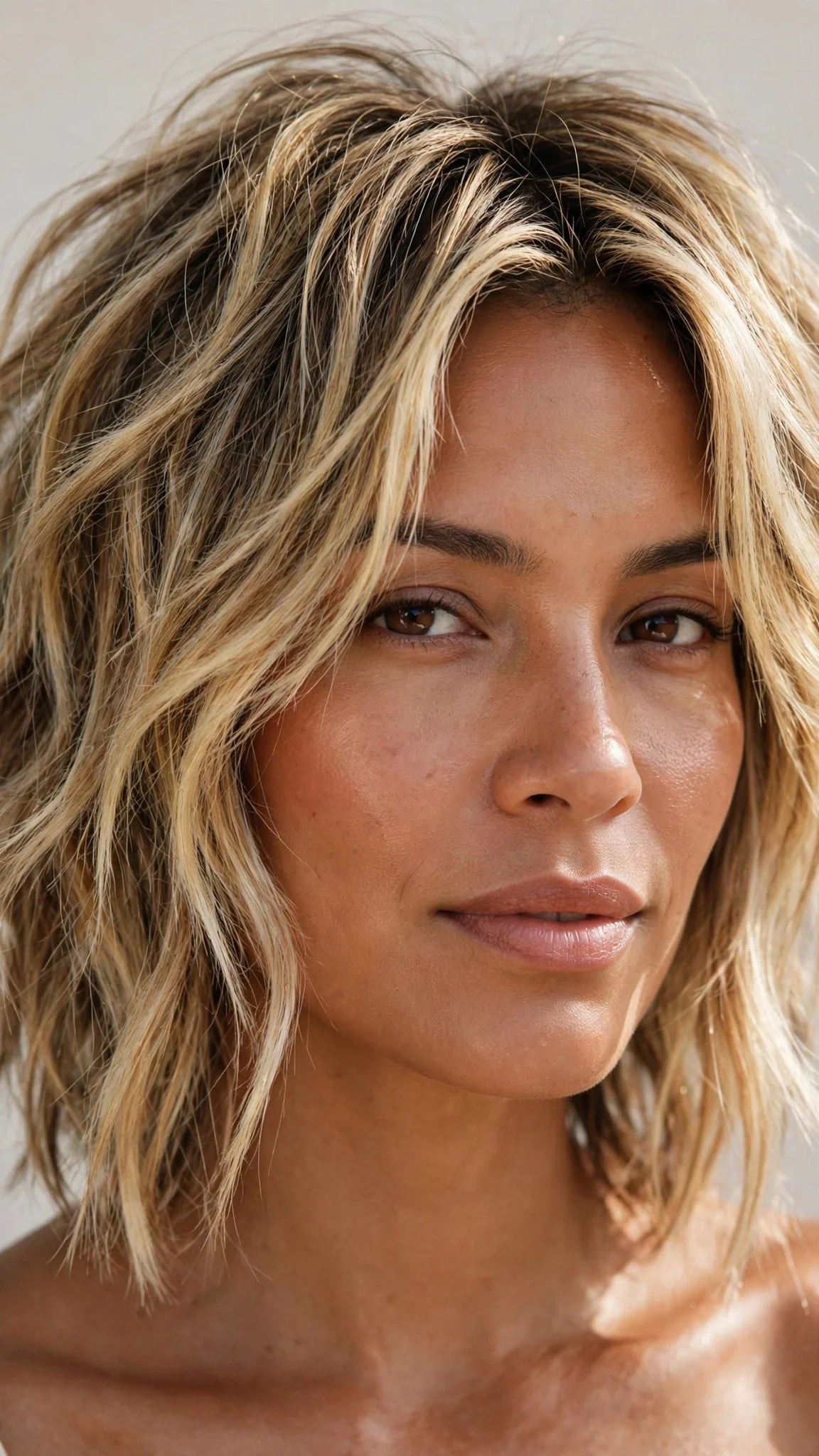 Blonde balayage choppy shag