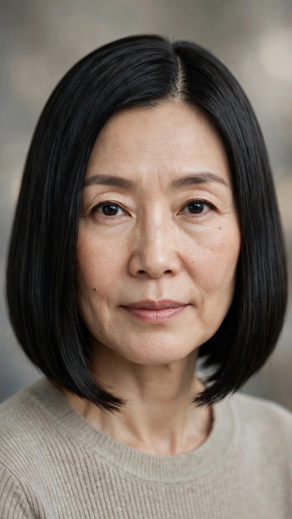 Sleek Chin Bob With Middle Part