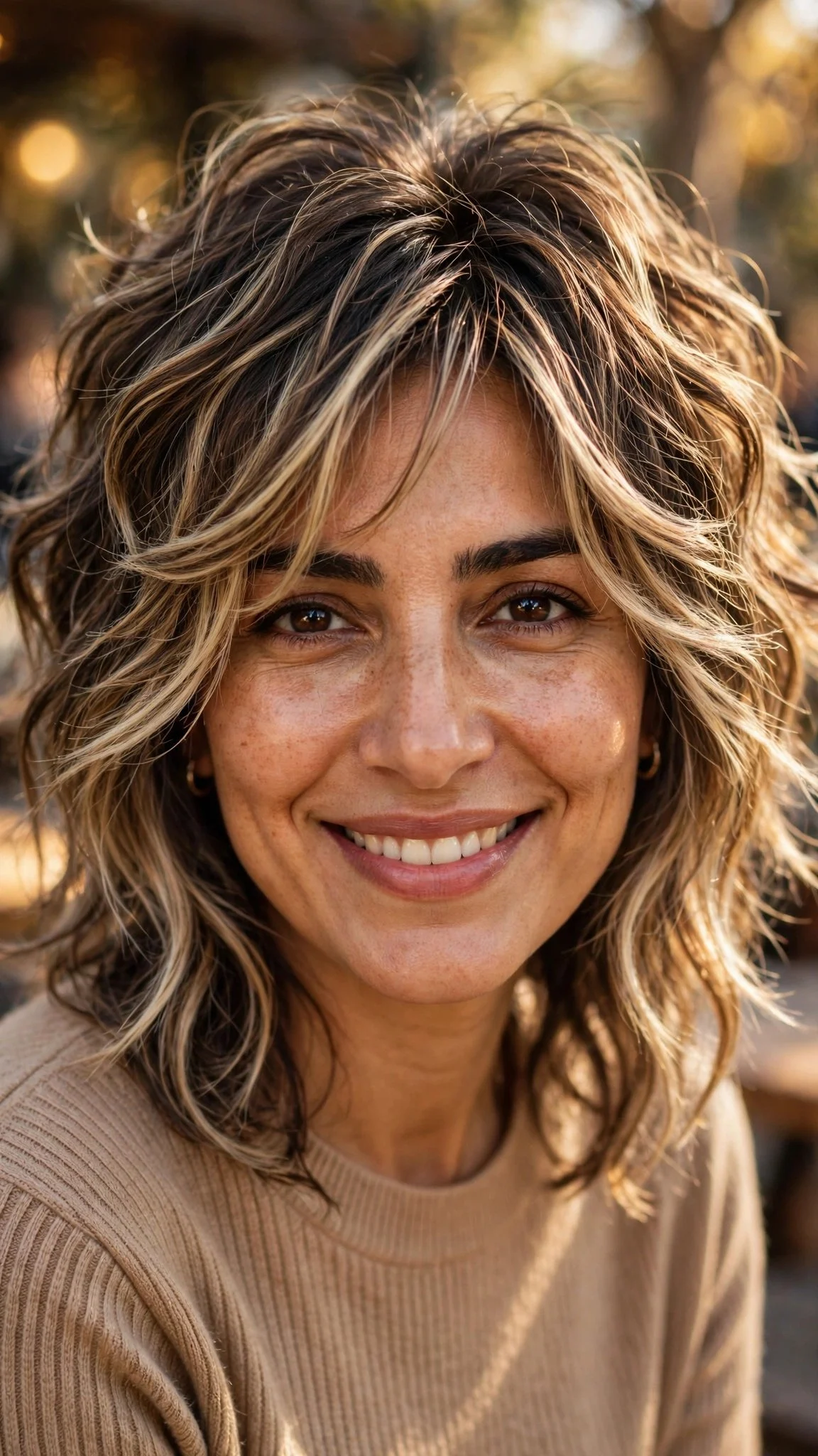Bronde Shag with Face-Framing Layers