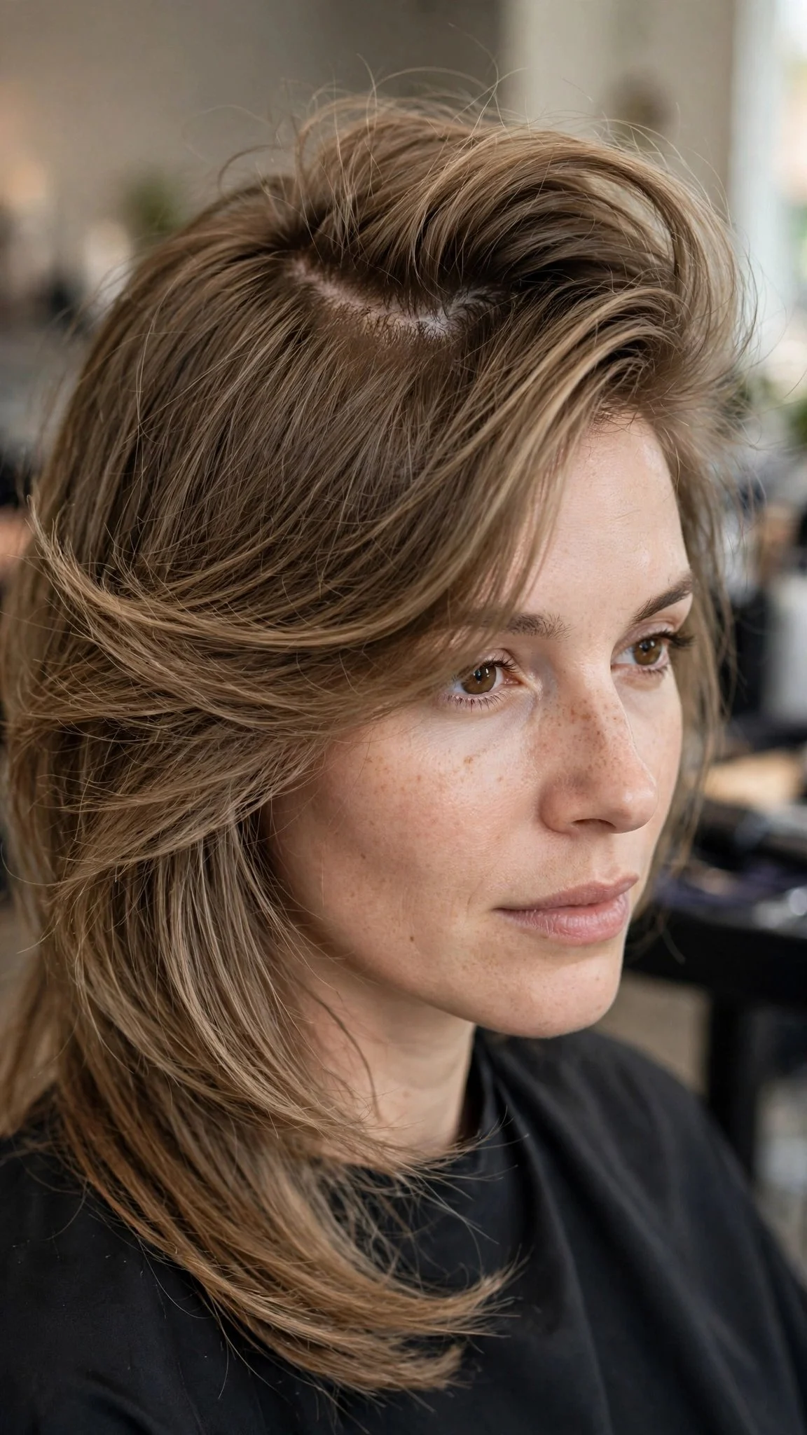 Curtain Bangs with a Side-Part Variation