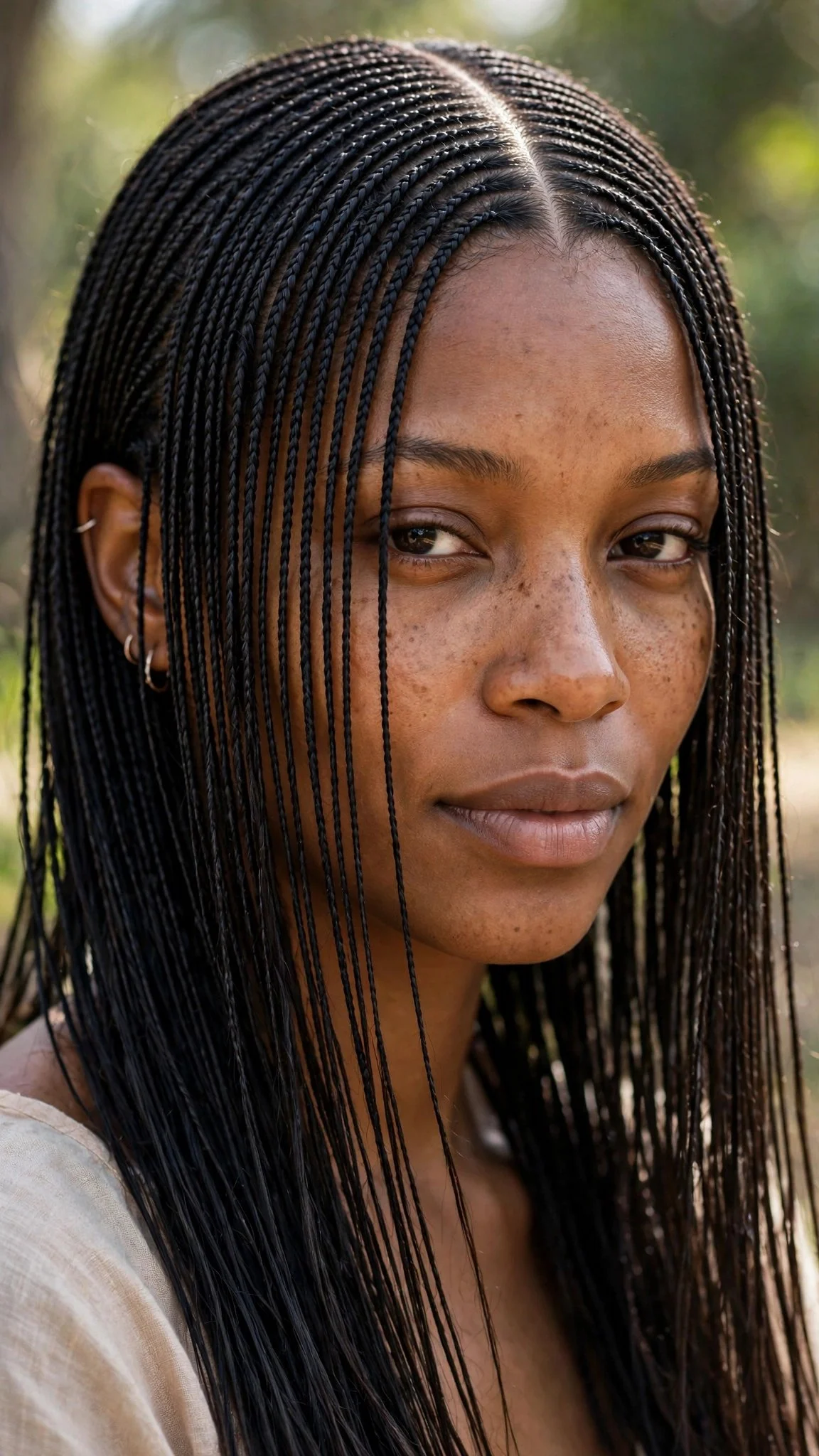 Micro Braids With Middle Part